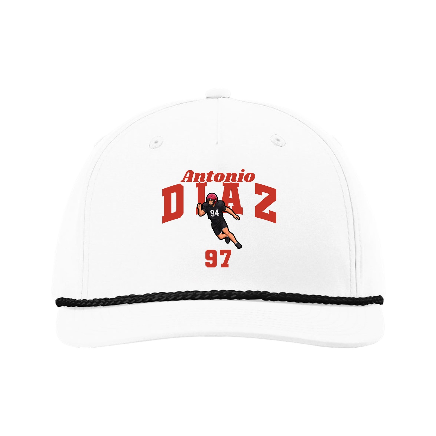 Five-Panel Classic Rope Cap — Signature Arch in White
