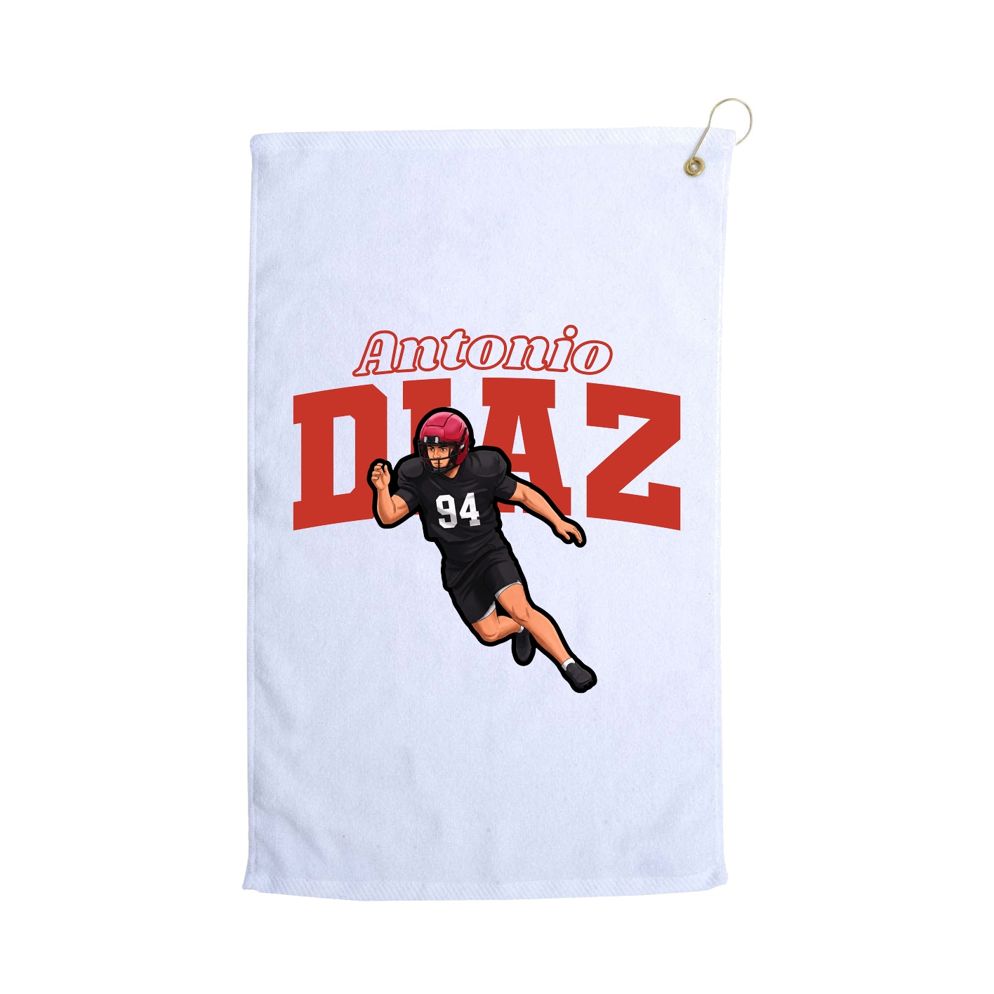 Golf Towel — Name Arch in White