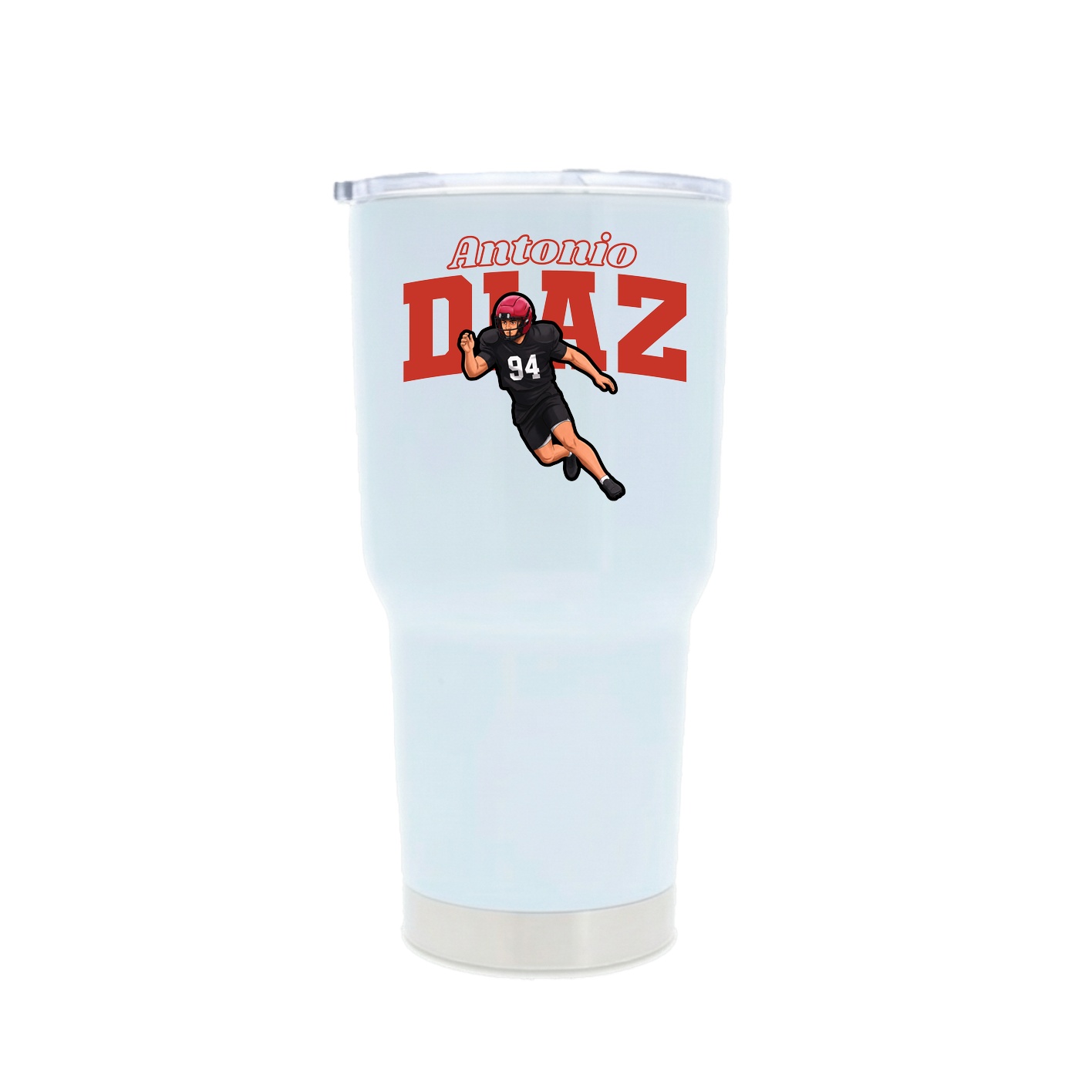 30oz Stainless Steel Tumbler — Name Arch in White