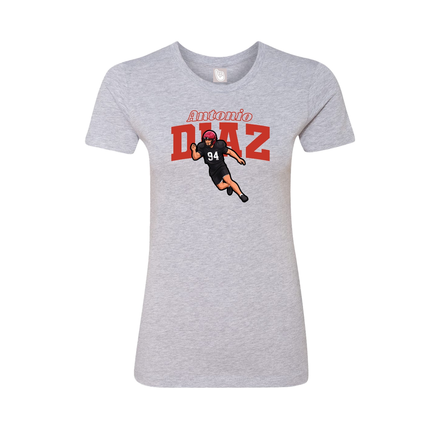 Womens Tee — Name Arch in Grey