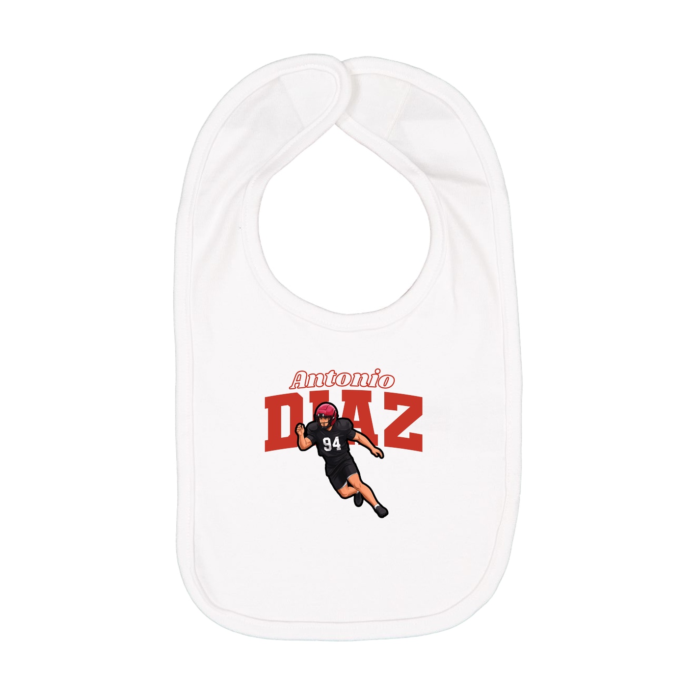 Infant Bib — Name Arch in White