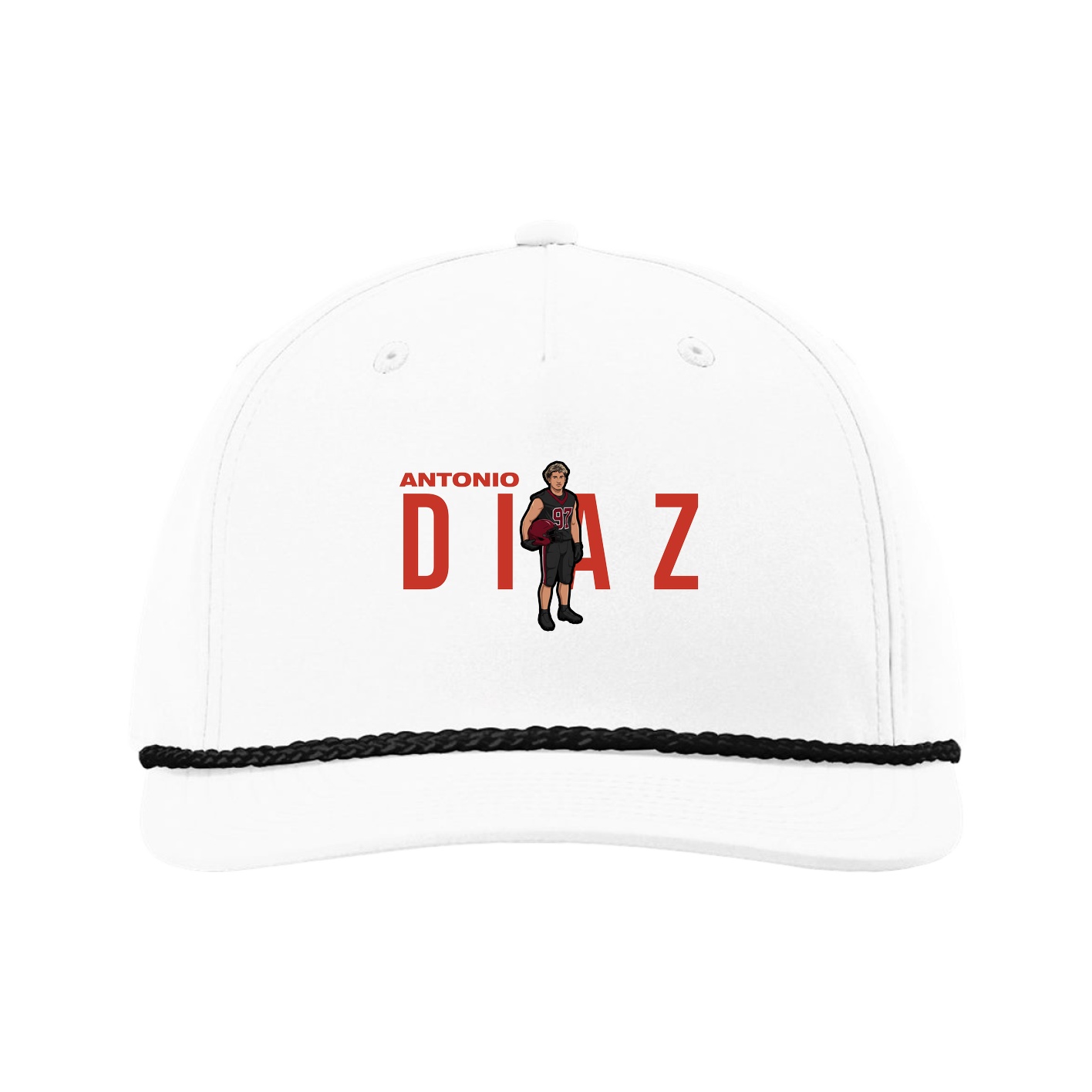 Five-Panel Classic Rope Cap — Player Name in White