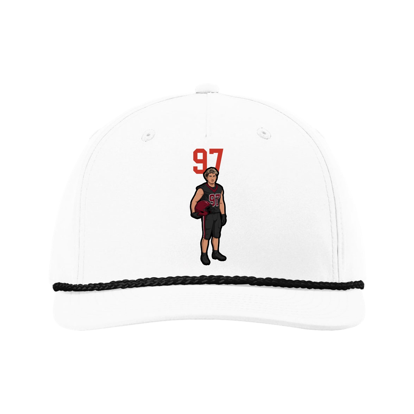 Five-Panel Classic Rope Cap — Number Top in White