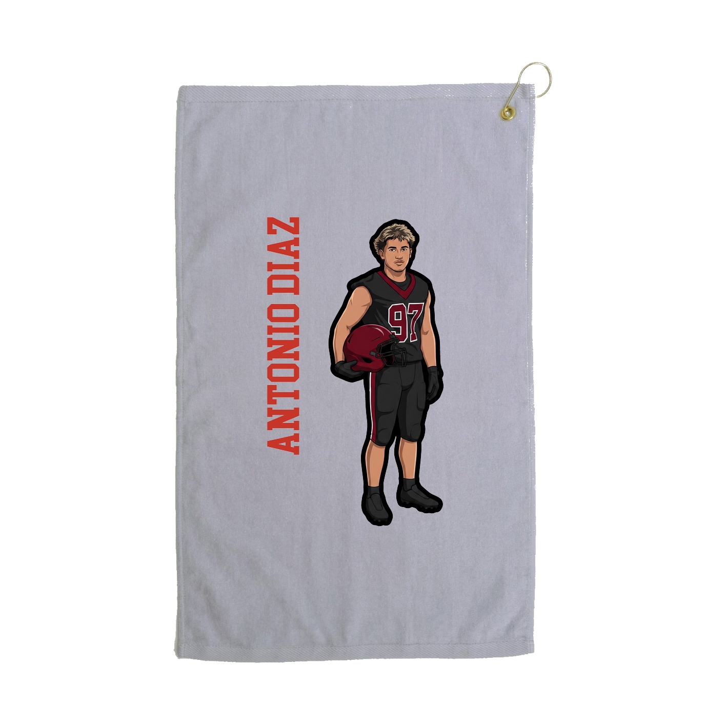 Golf Towel — Name Vertical in Grey