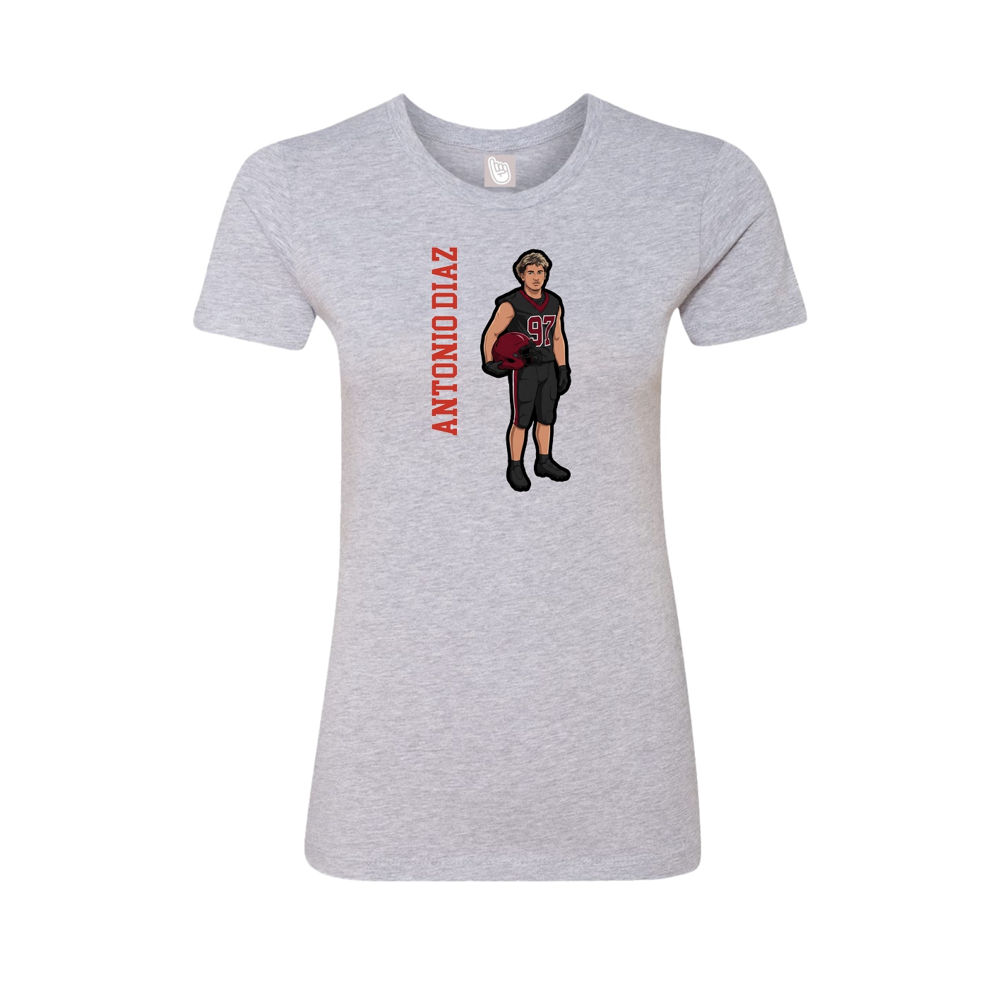 Womens Tee — Name Vertical in Grey