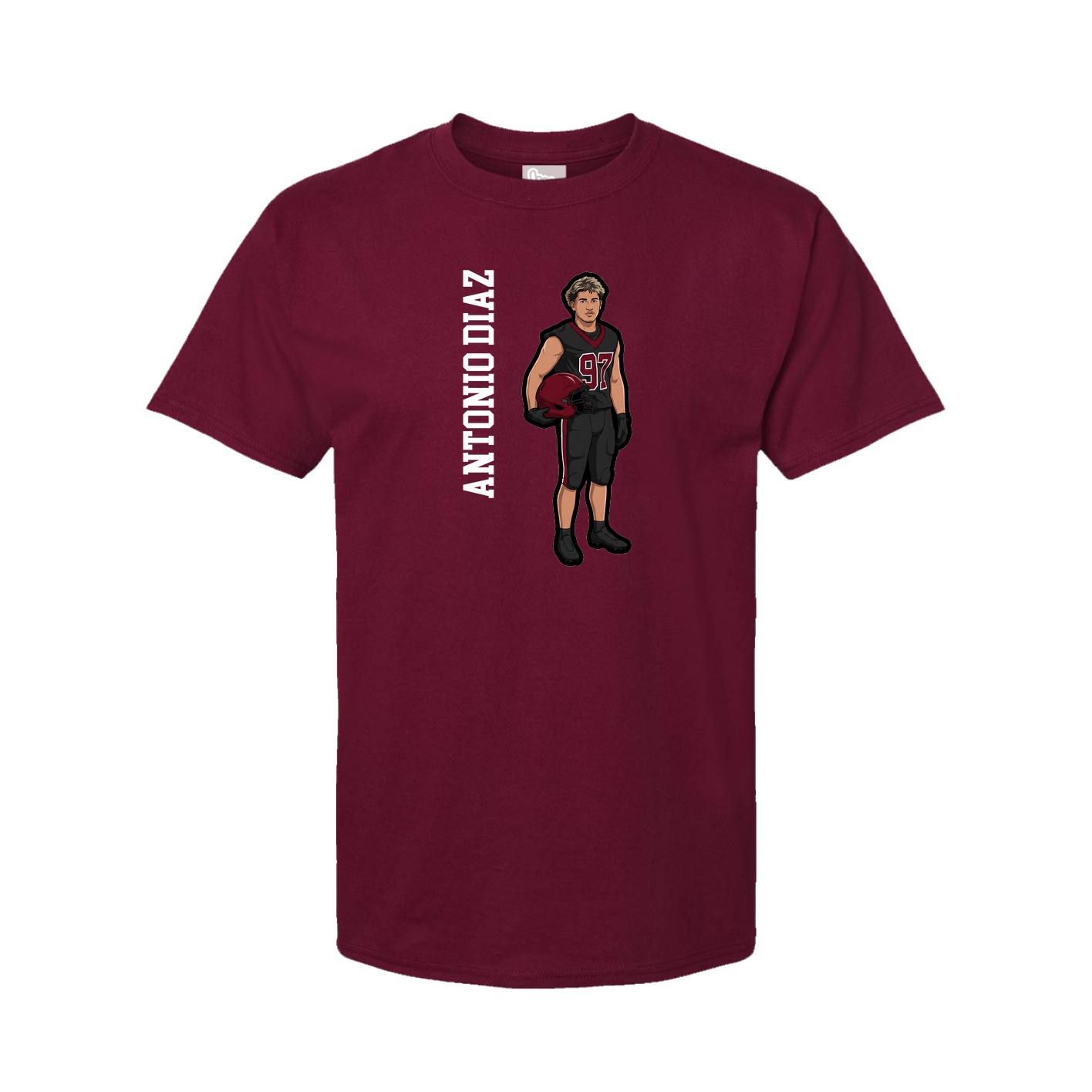 Youth Tee — Name Vertical in Cardinal