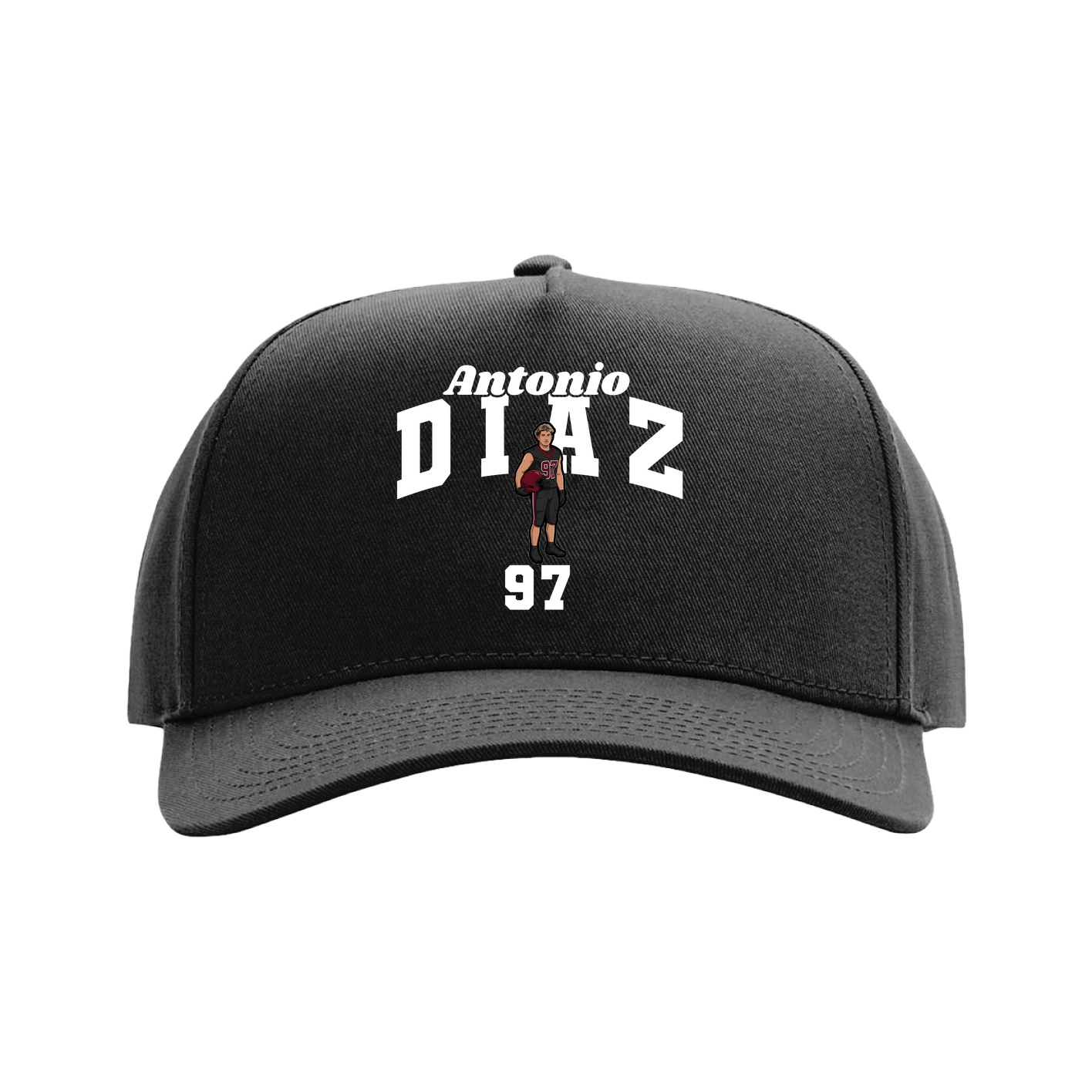 Full Fabric Five-Panel Champ Cap — Signature Arch in Black