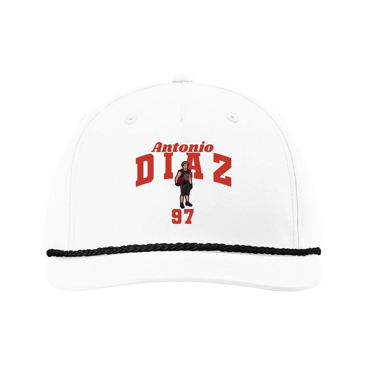 Five-Panel Classic Rope Cap — Signature Arch in White