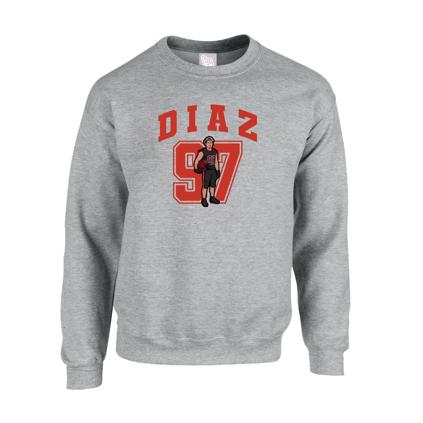 Fleece Crew — Number in Grey