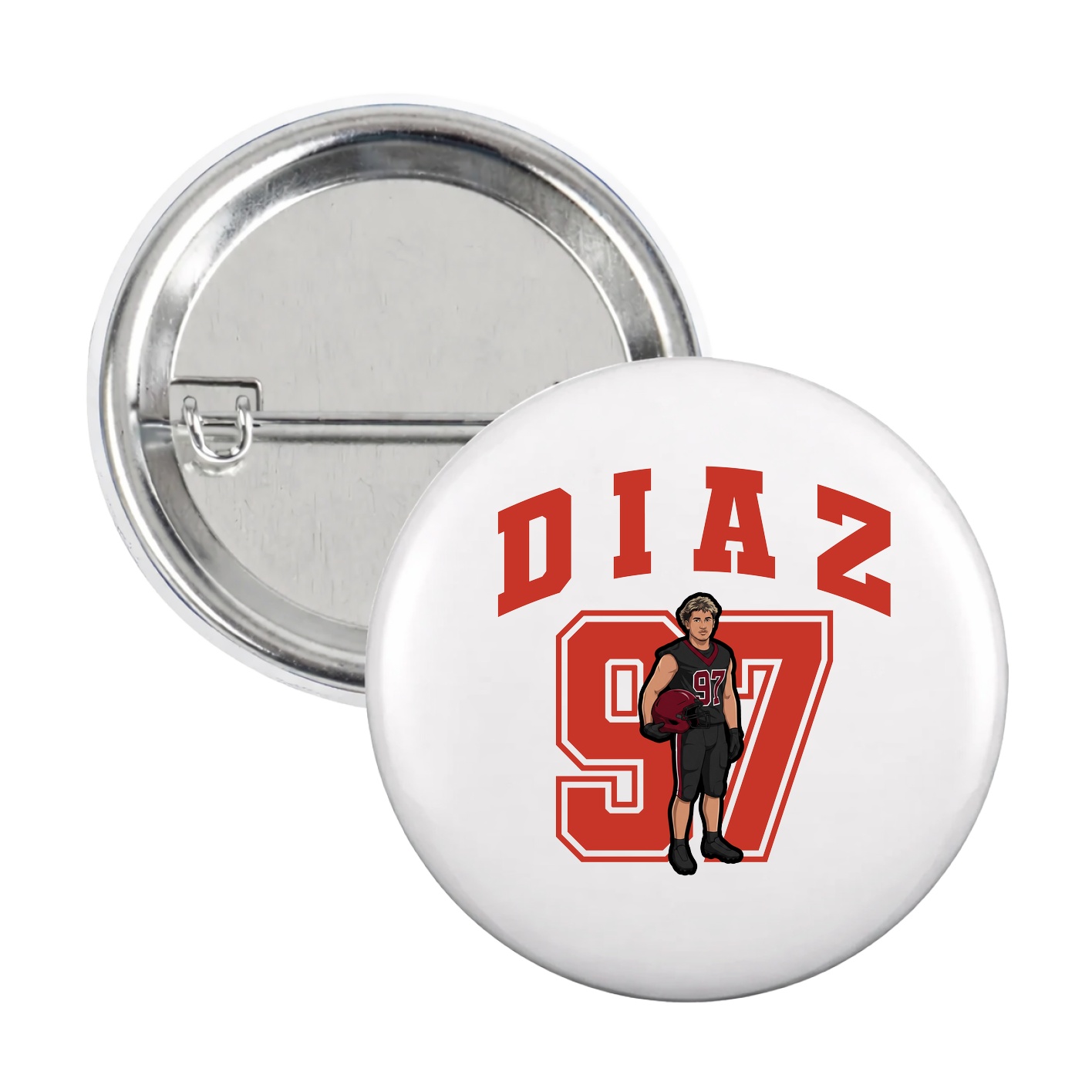 Game Day Button — Number in White