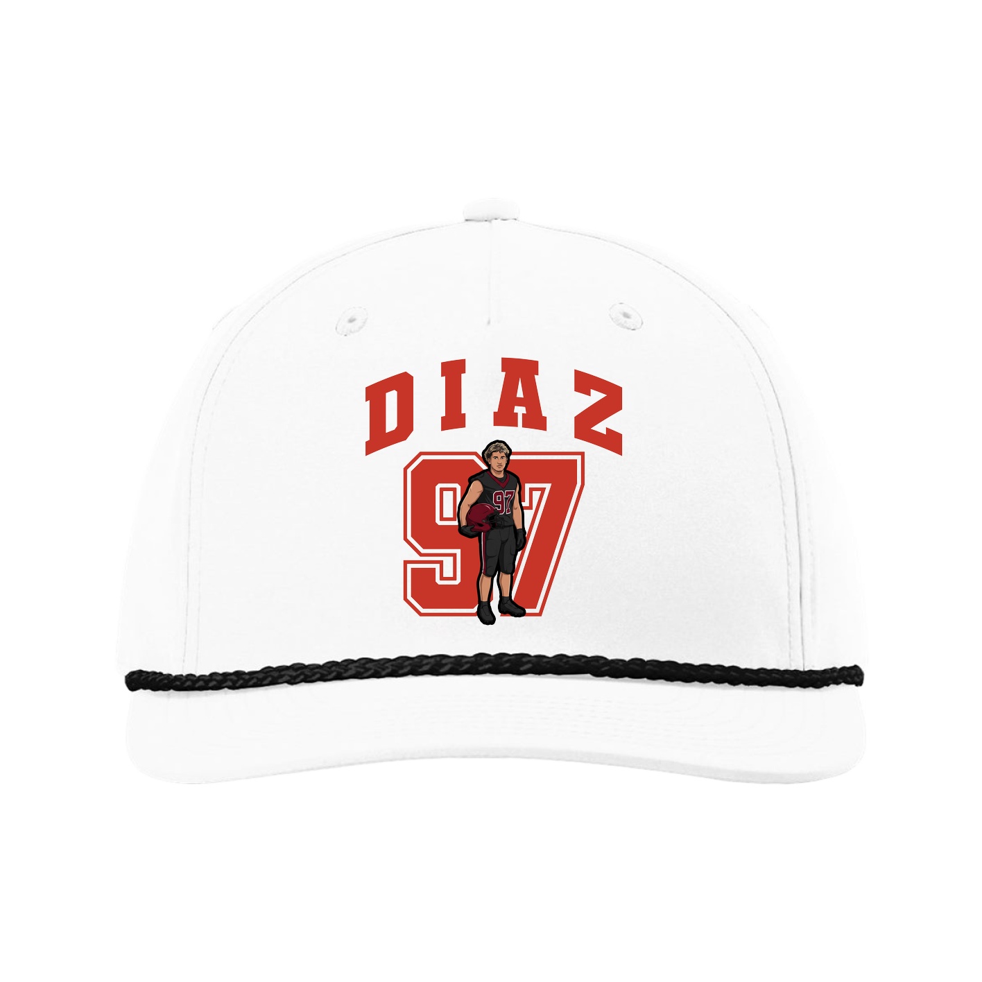Five-Panel Classic Rope Cap — Number in White