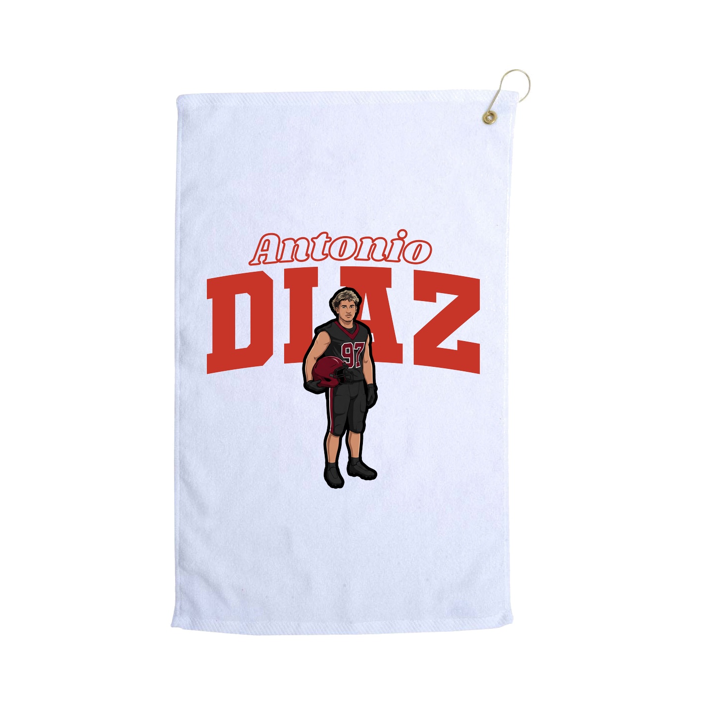 Golf Towel — Name Arch in White