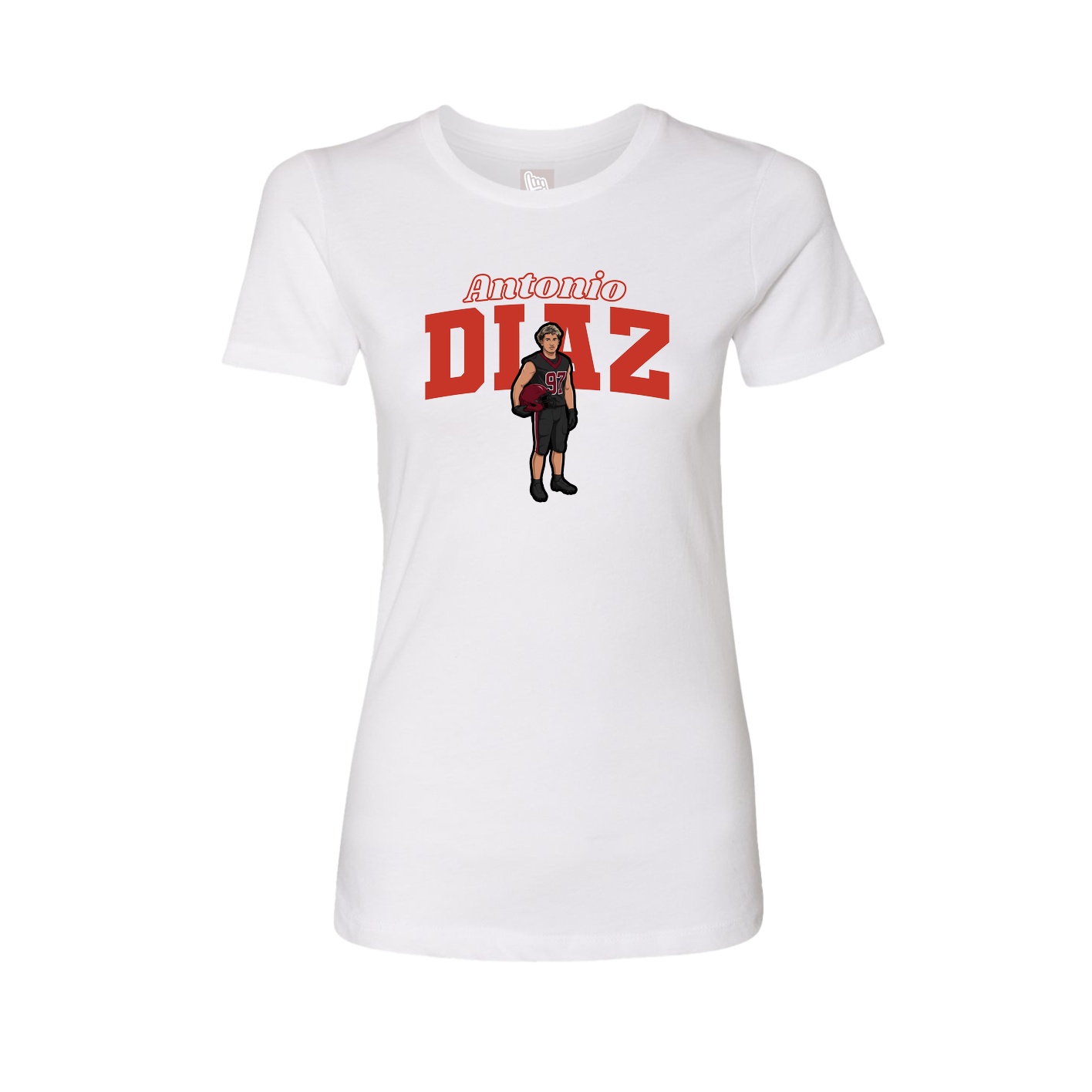 Womens Tee — Name Arch in White