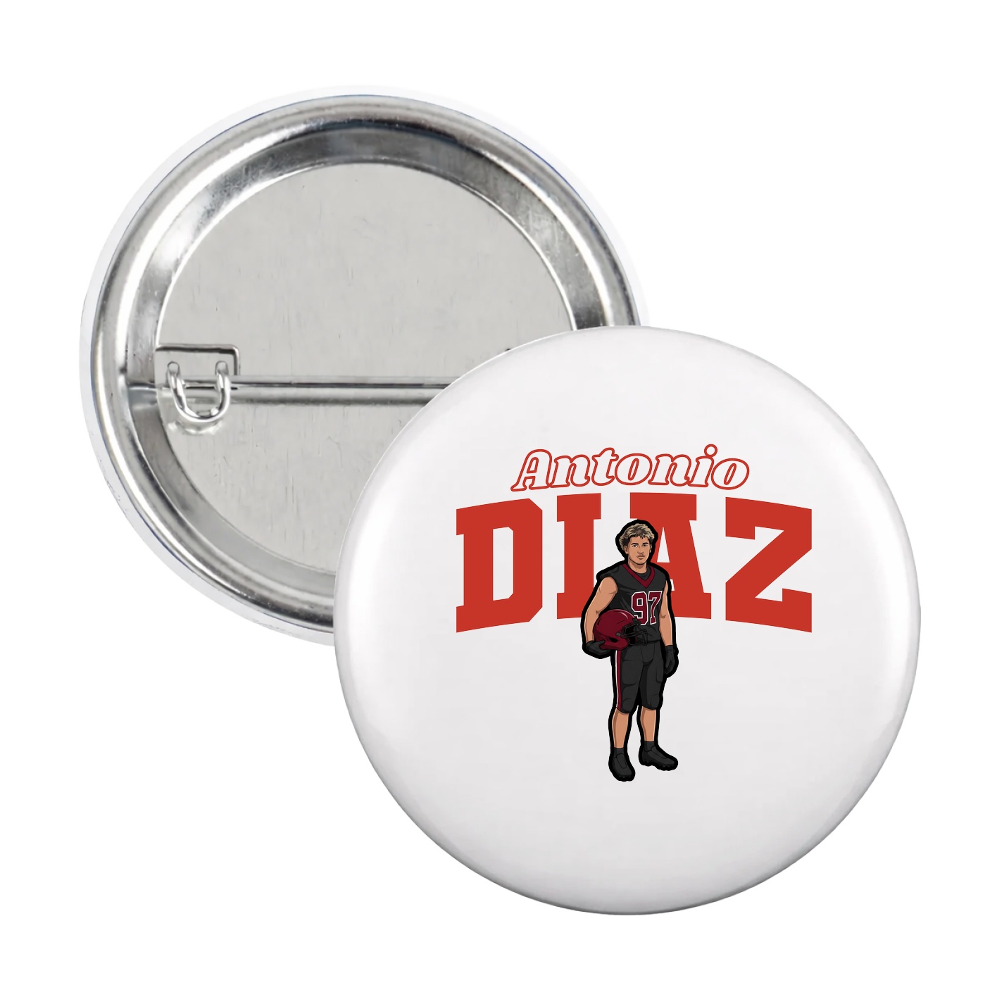 Game Day Button — Name Arch in White