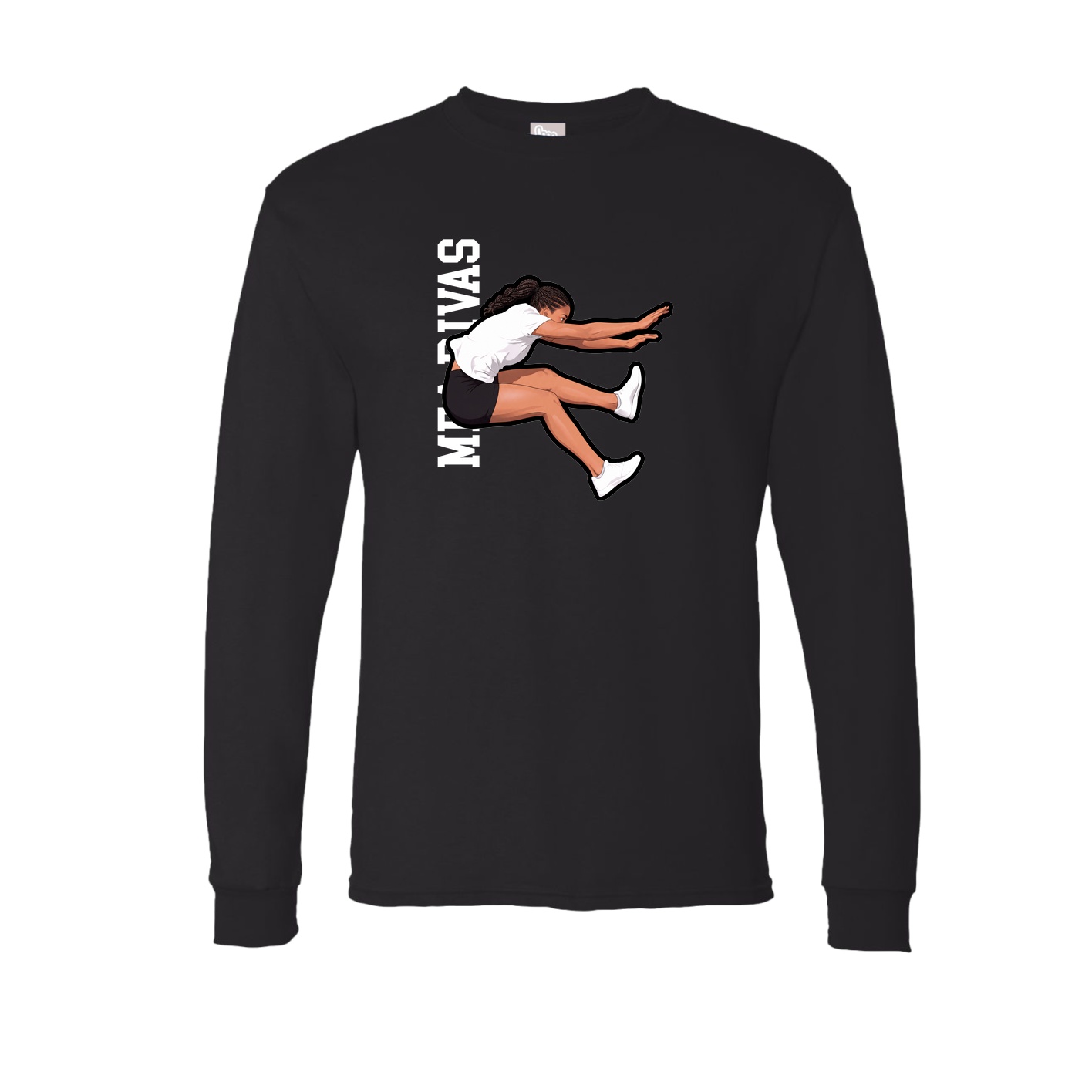 Long Sleeve Tee — Name Vertical in Black