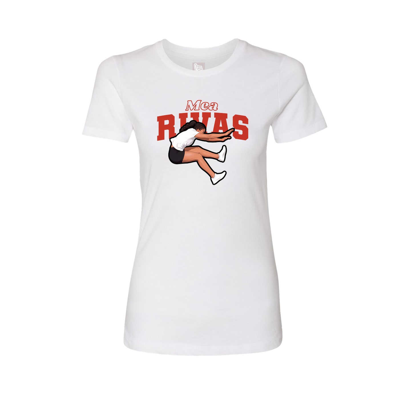 Fitted Women's Tee — Name Arch in White