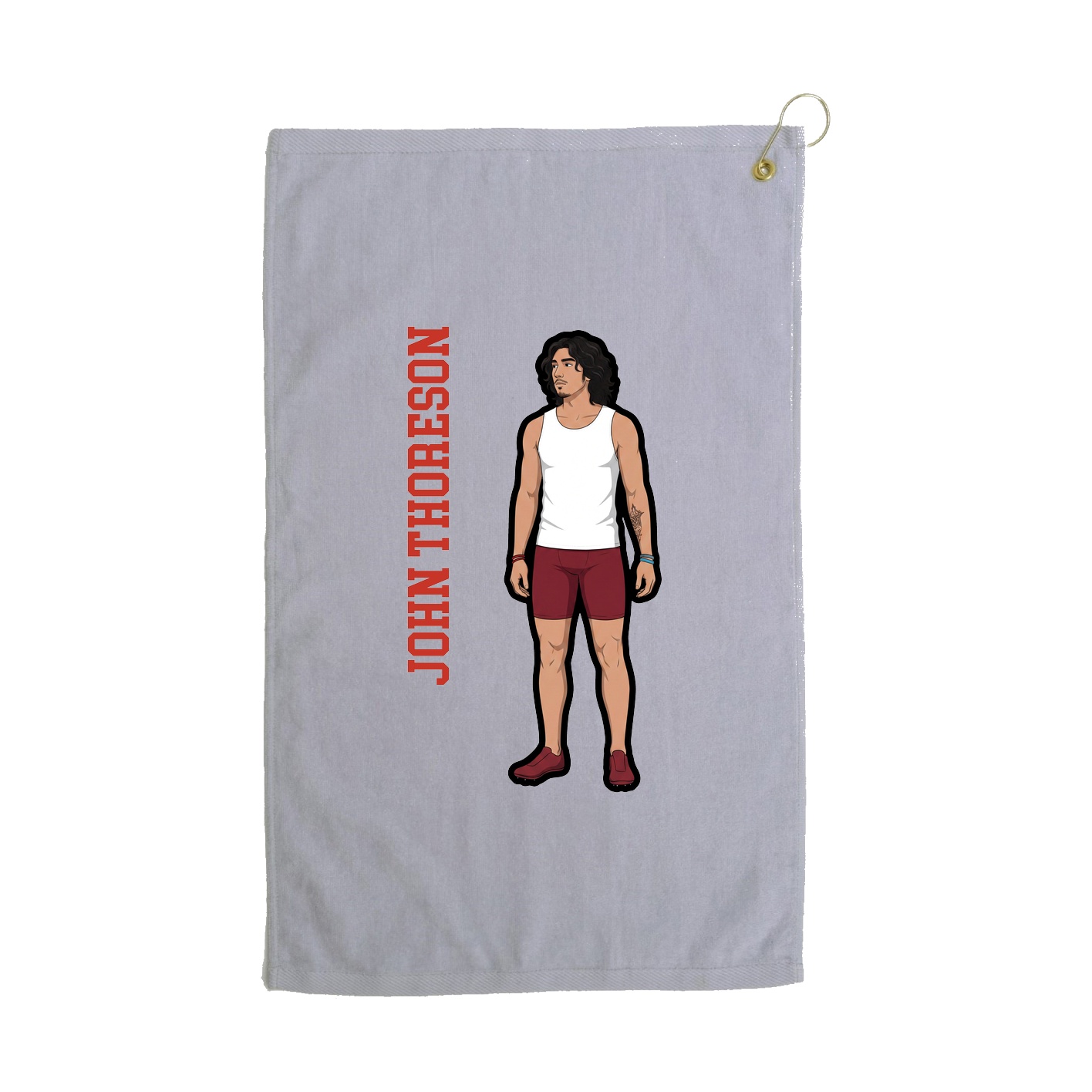 Golf Towel — Name Vertical in Grey