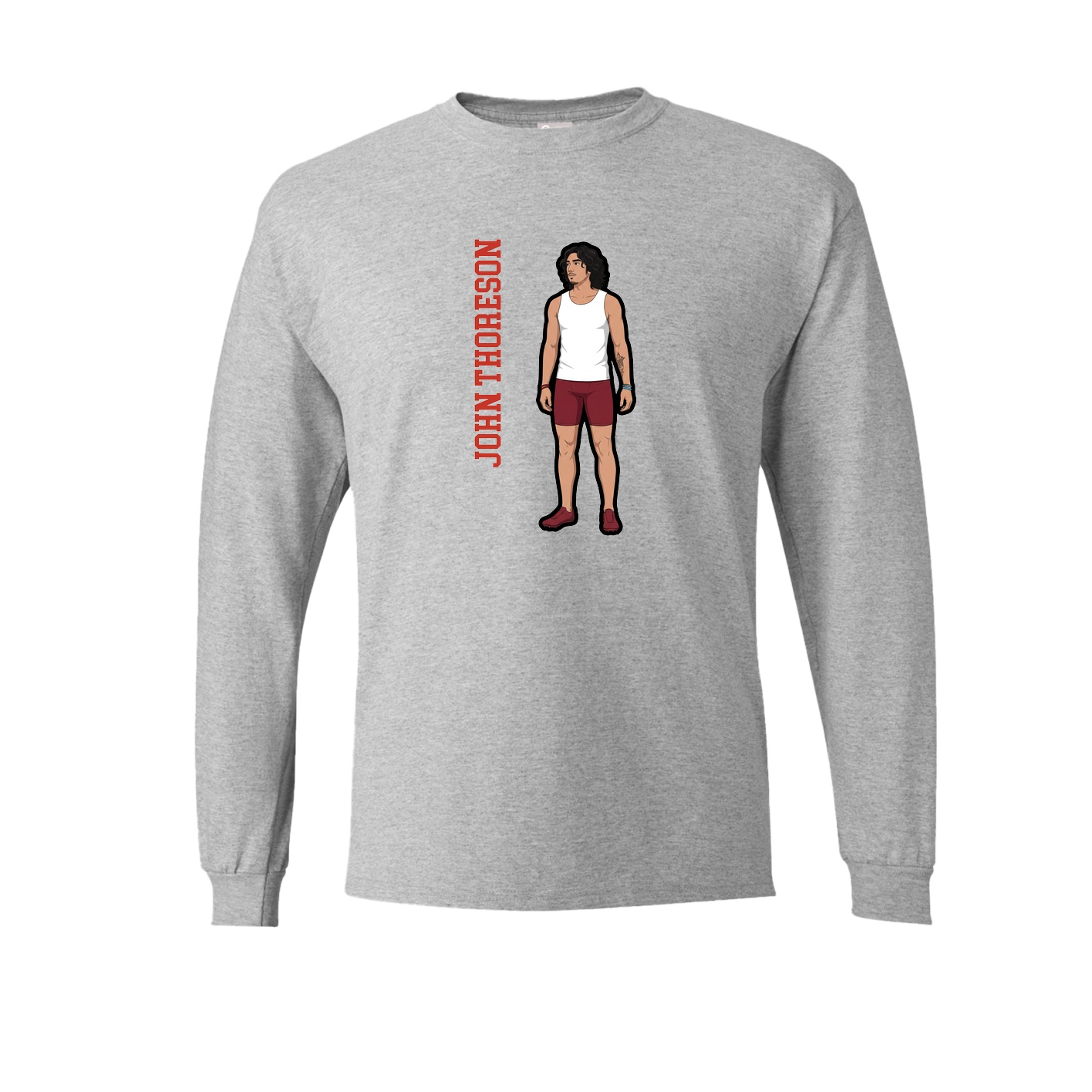 Long Sleeve Tee — Name Vertical in Grey