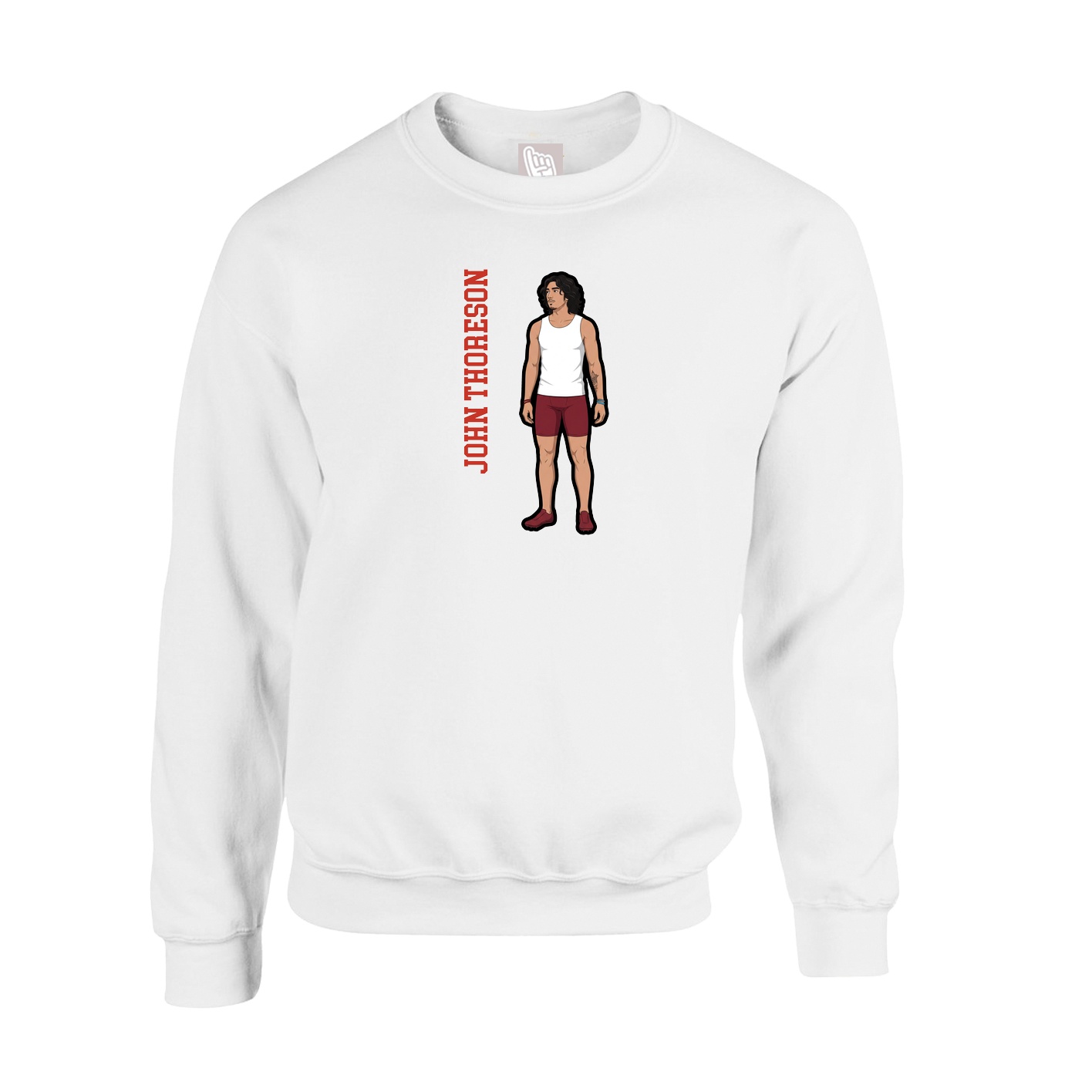 Fleece Crew — Name Vertical in White