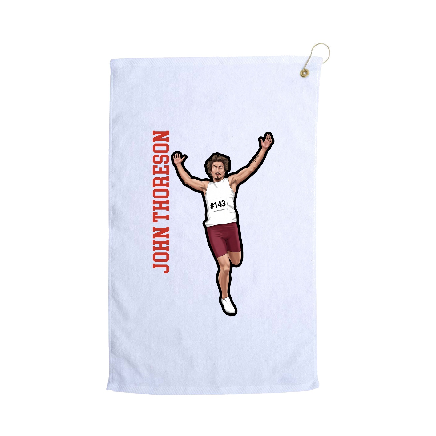 Golf Towel — Name Vertical in White
