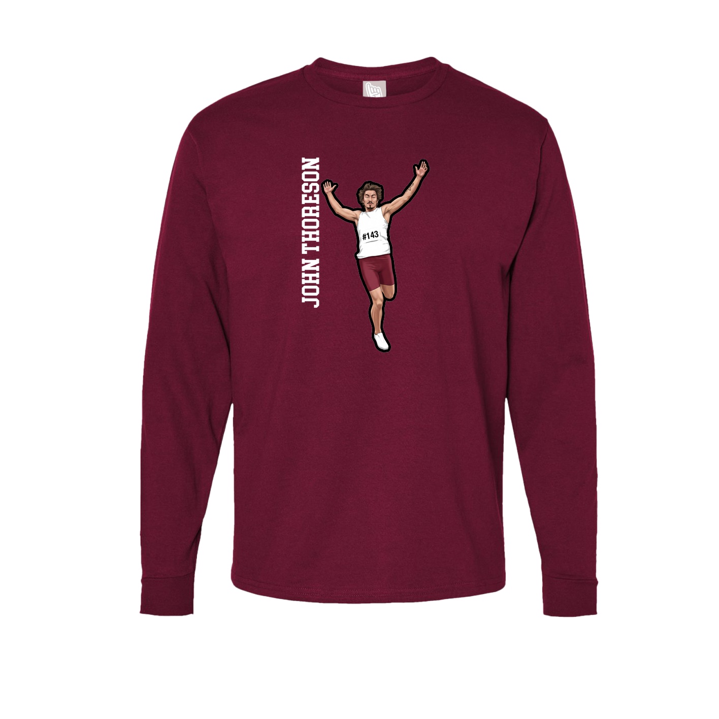 Long Sleeve Tee — Name Vertical in Cardinal