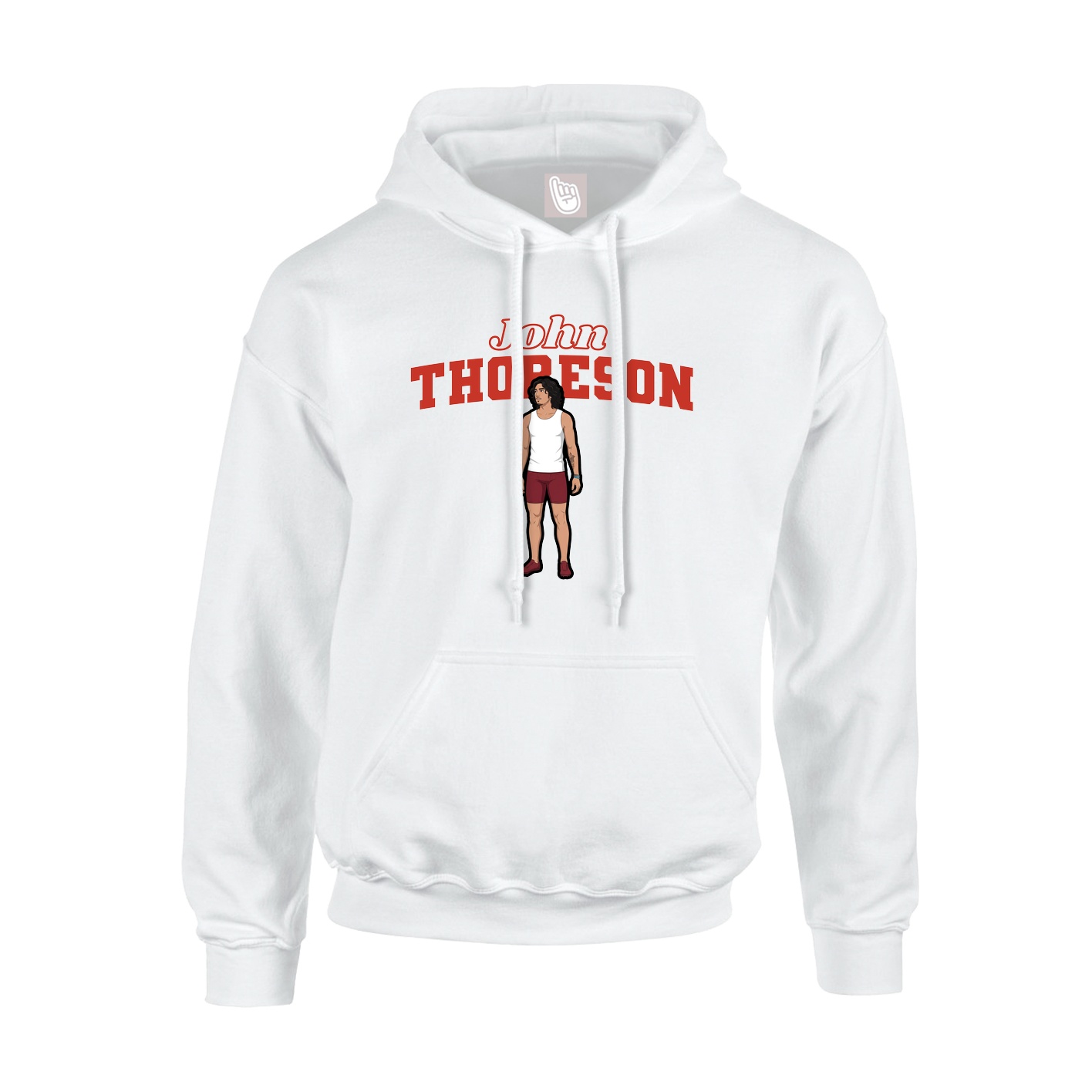 Youth Hoodie — Name Arch in White