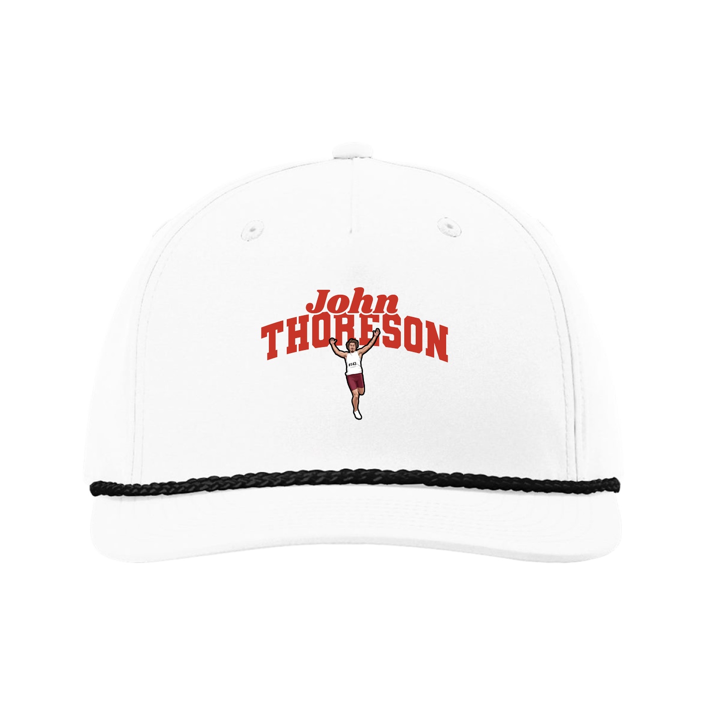 Five-Panel Classic Rope Cap — Signature Arch in White