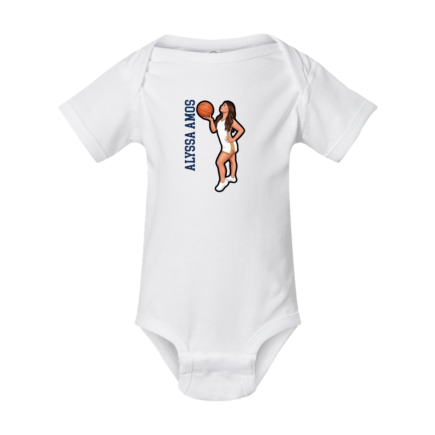 Baby Onesie — Name Vertical in White