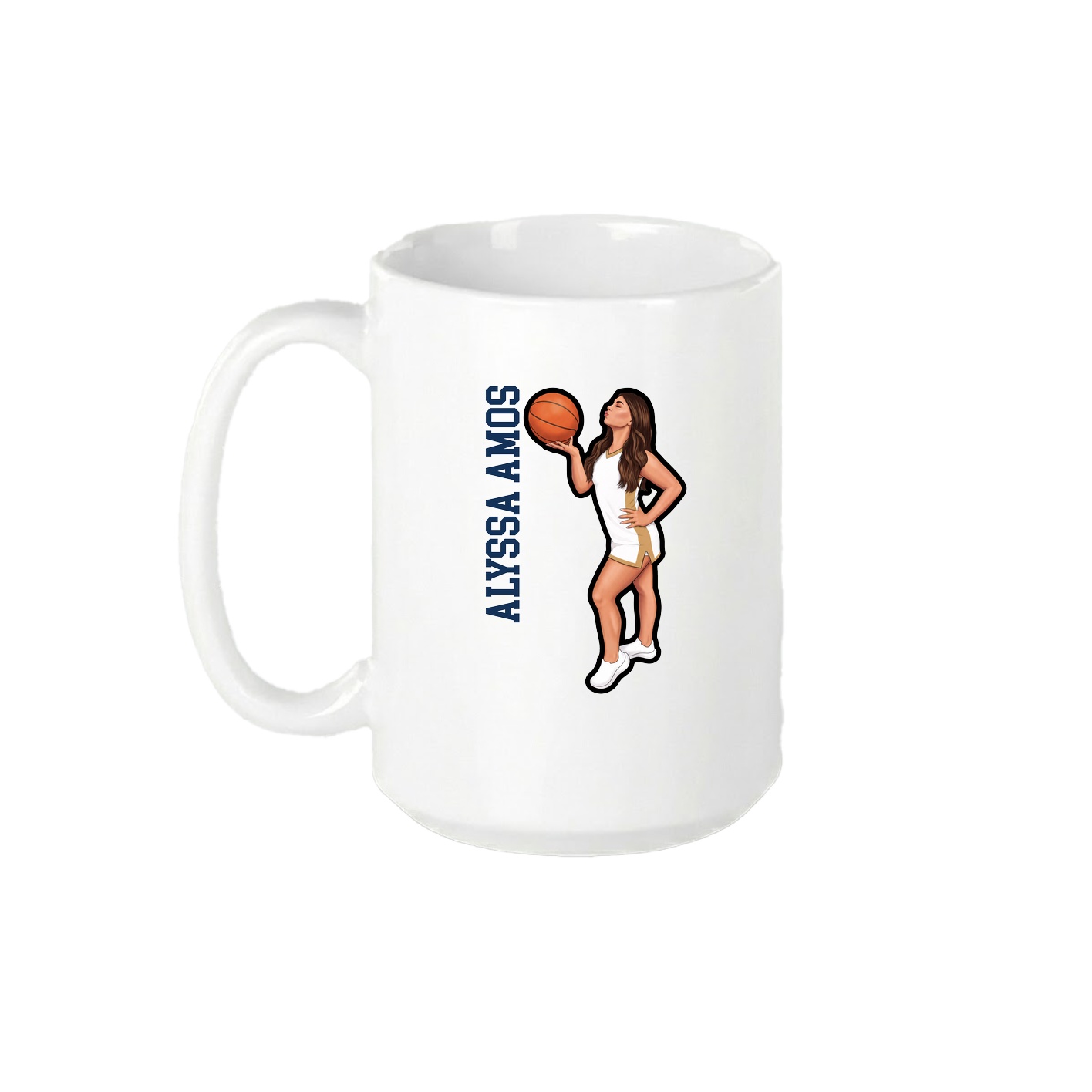 15oz Coffee Mug — Name Vertical in White