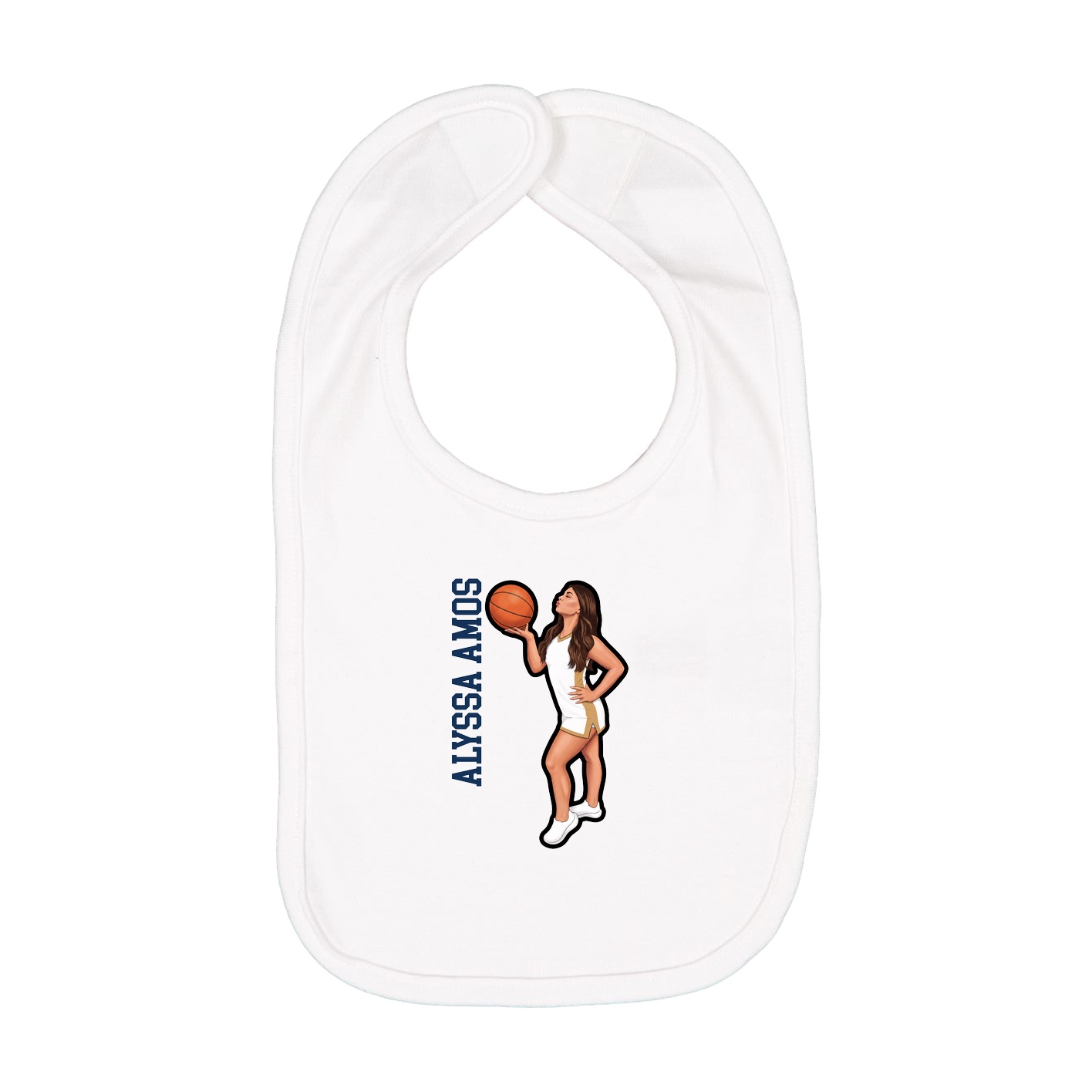 Infant Bib — Name Vertical in White