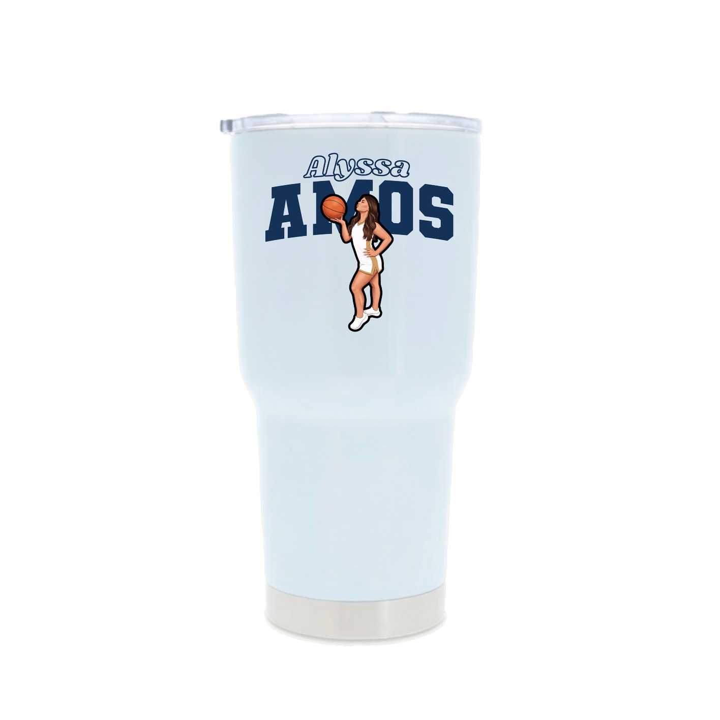 30oz Stainless Steel Tumbler — Name Arch in White