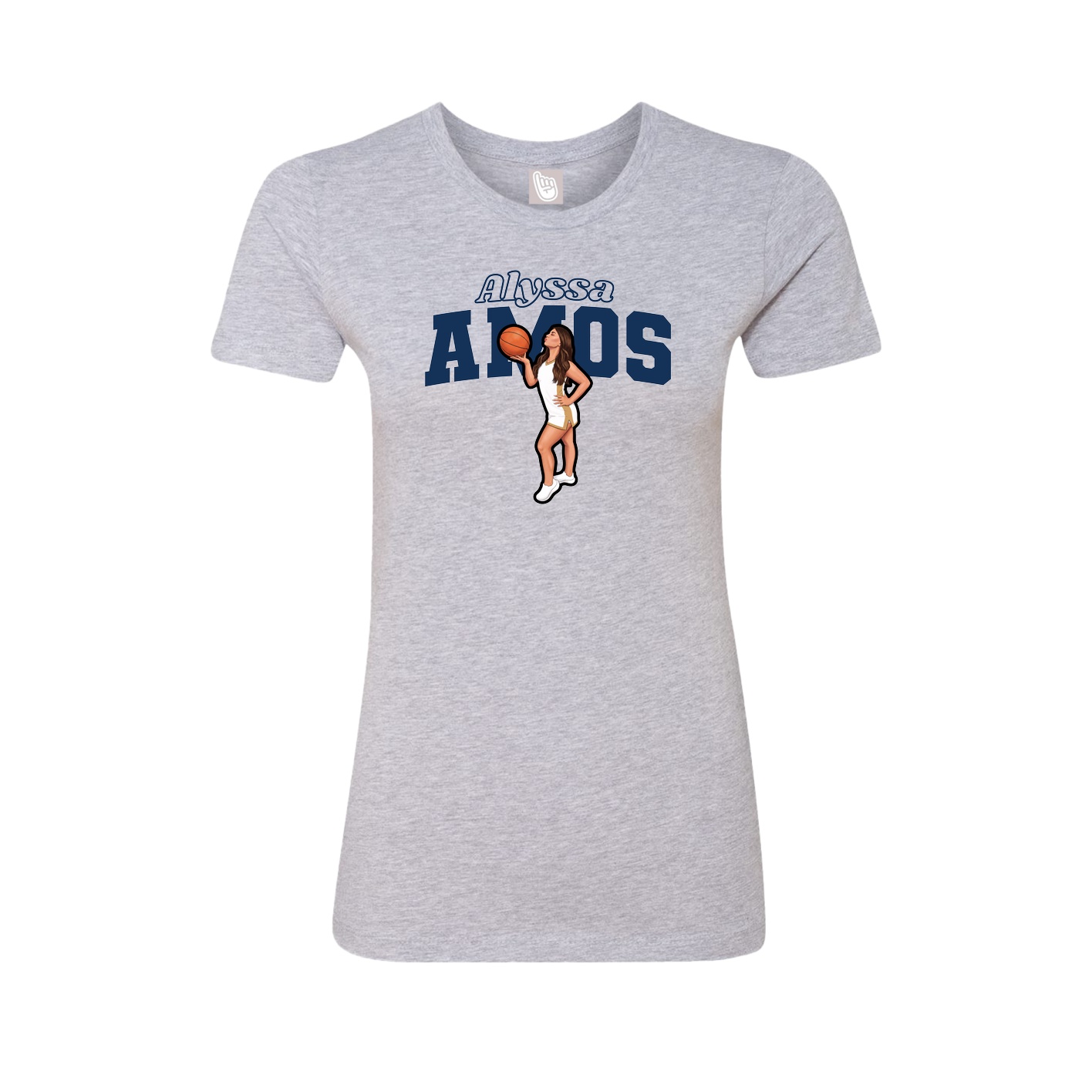 Fitted Women's Tee — Name Arch in Grey