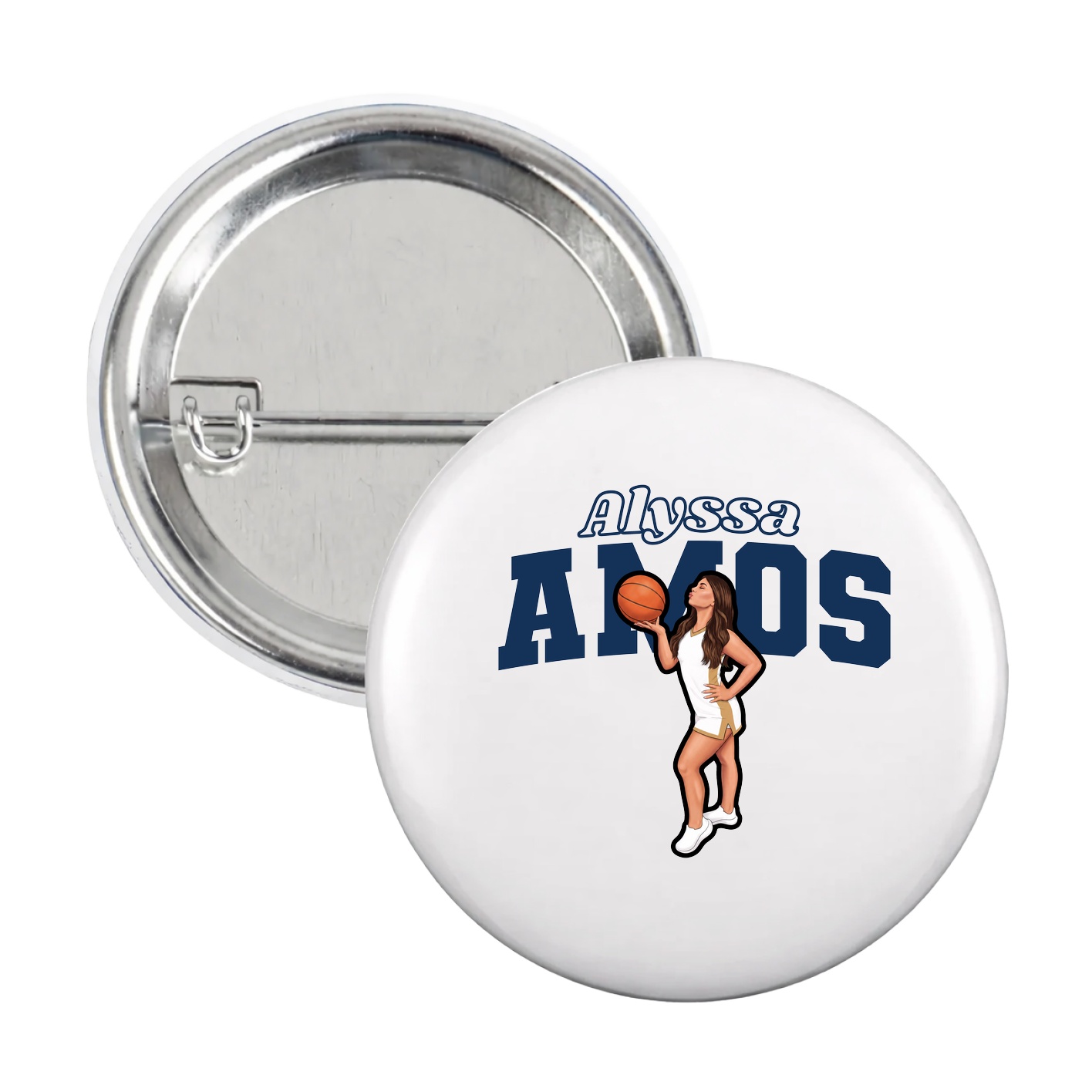 Game Day Button — Name Arch in White