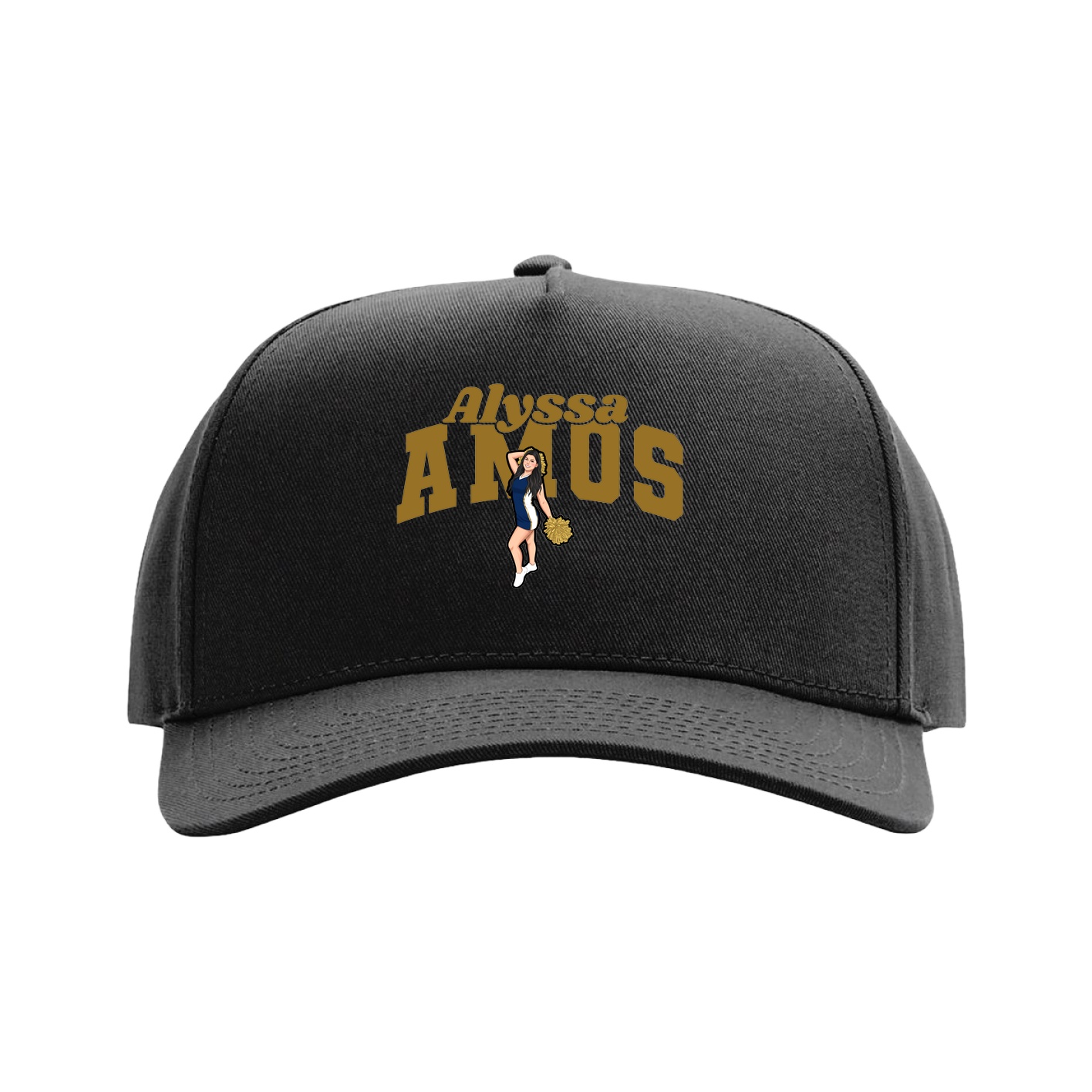 Full Fabric Five-Panel Champ Cap — Signature Arch in Black