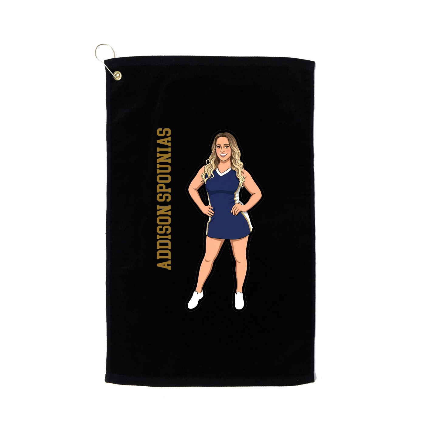Golf Towel — Name Vertical in Black