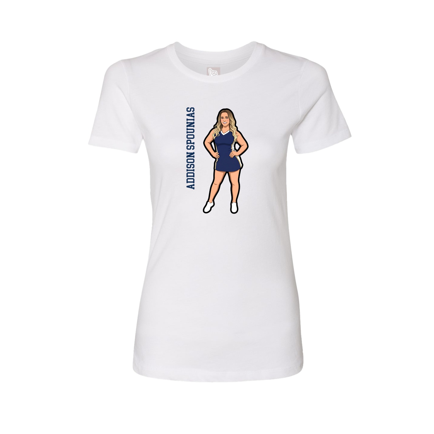 Womens Tee — Name Vertical in White