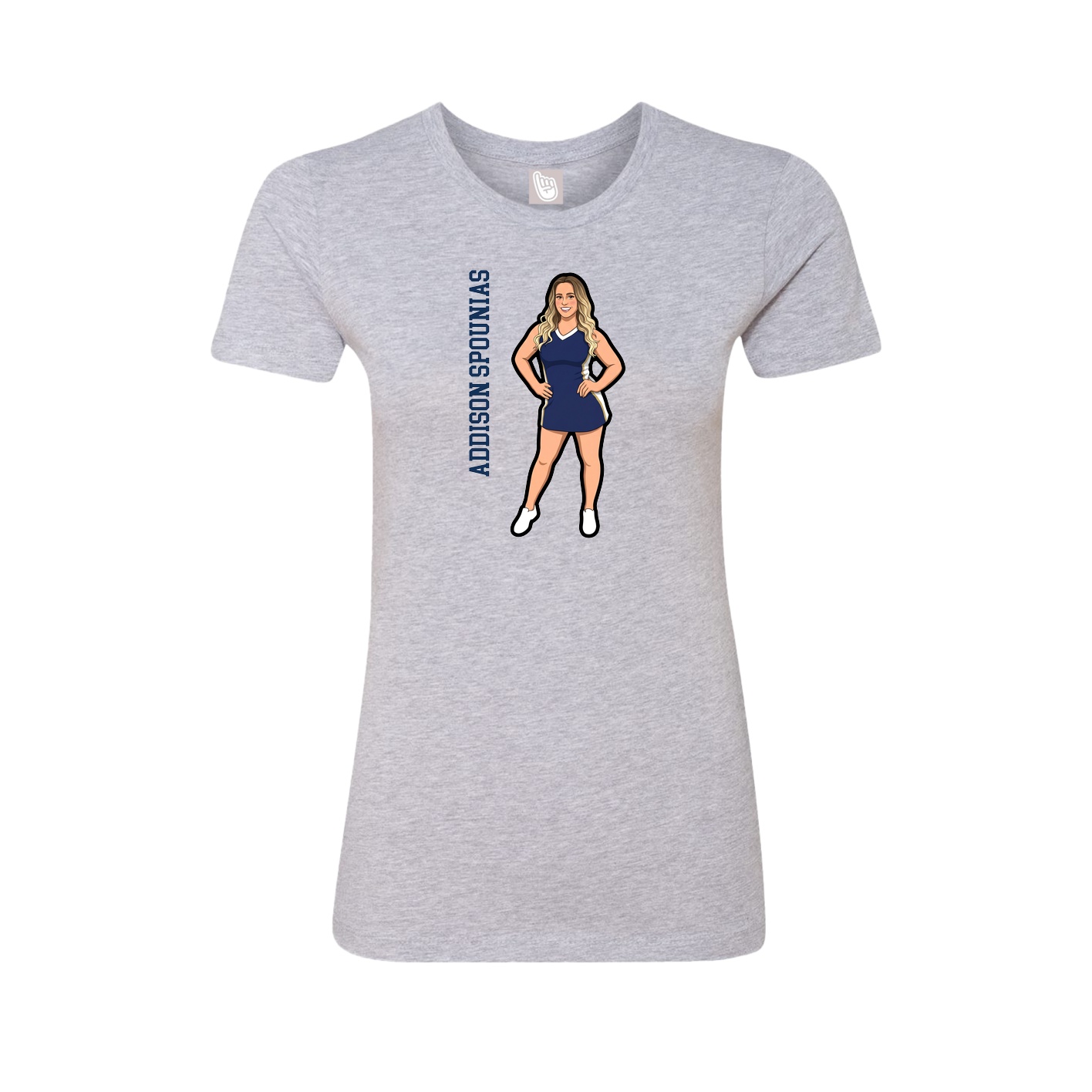 Fitted Women's Tee — Name Vertical in Grey