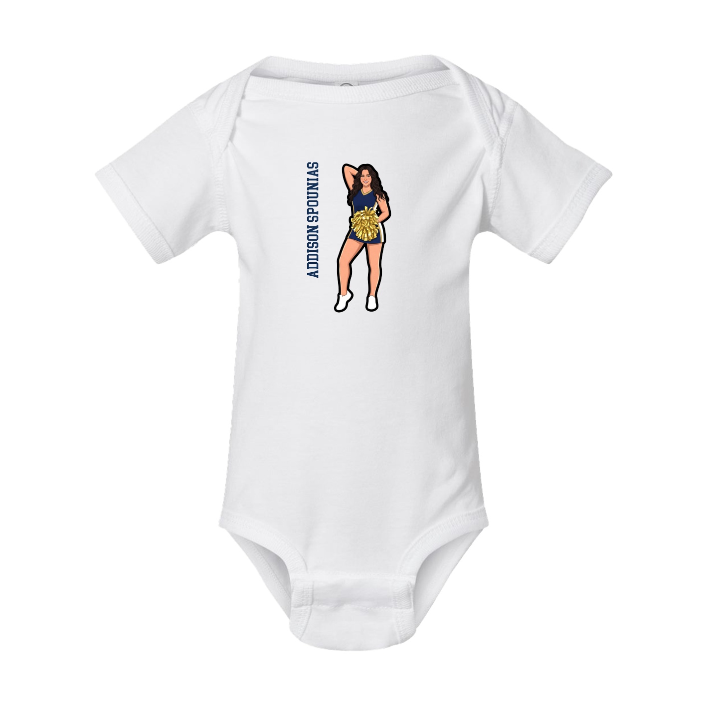 Baby Onesie — Name Vertical in White