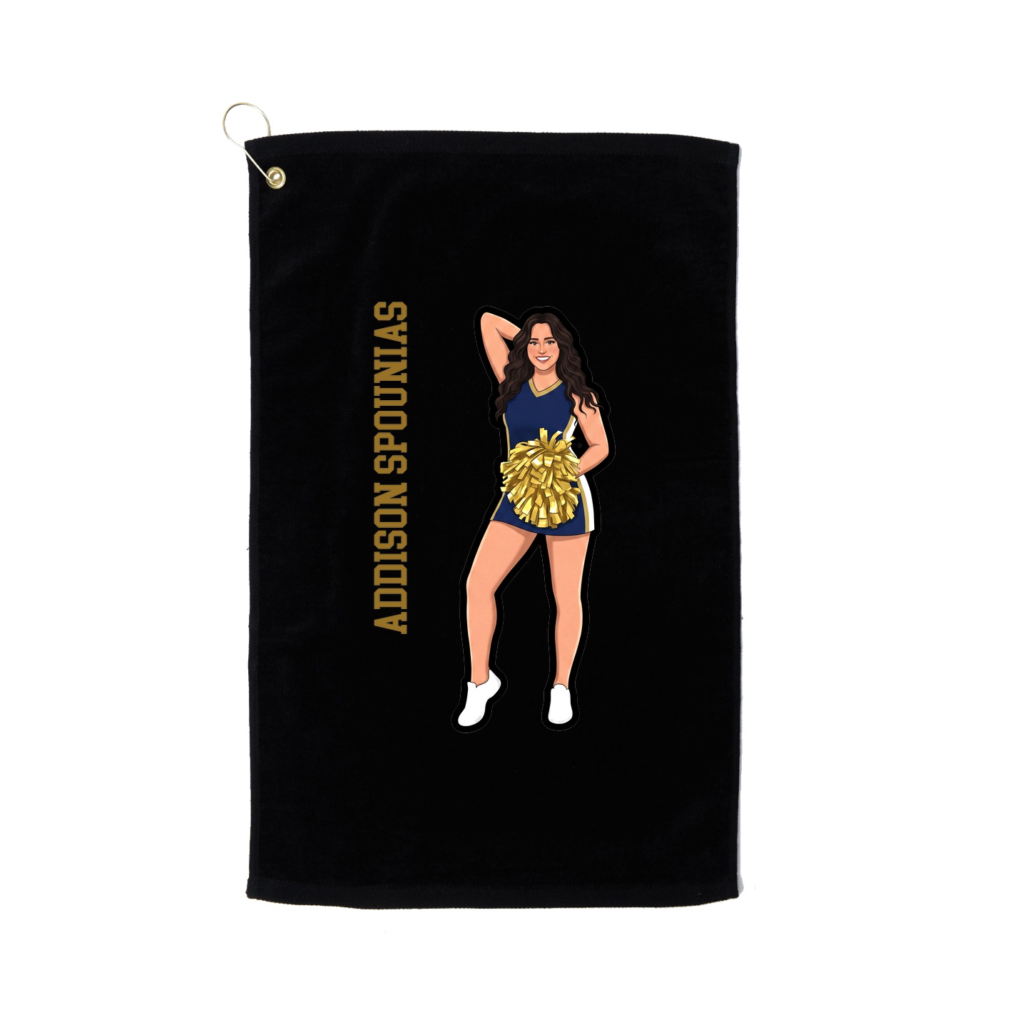 Golf Towel — Name Vertical in Black