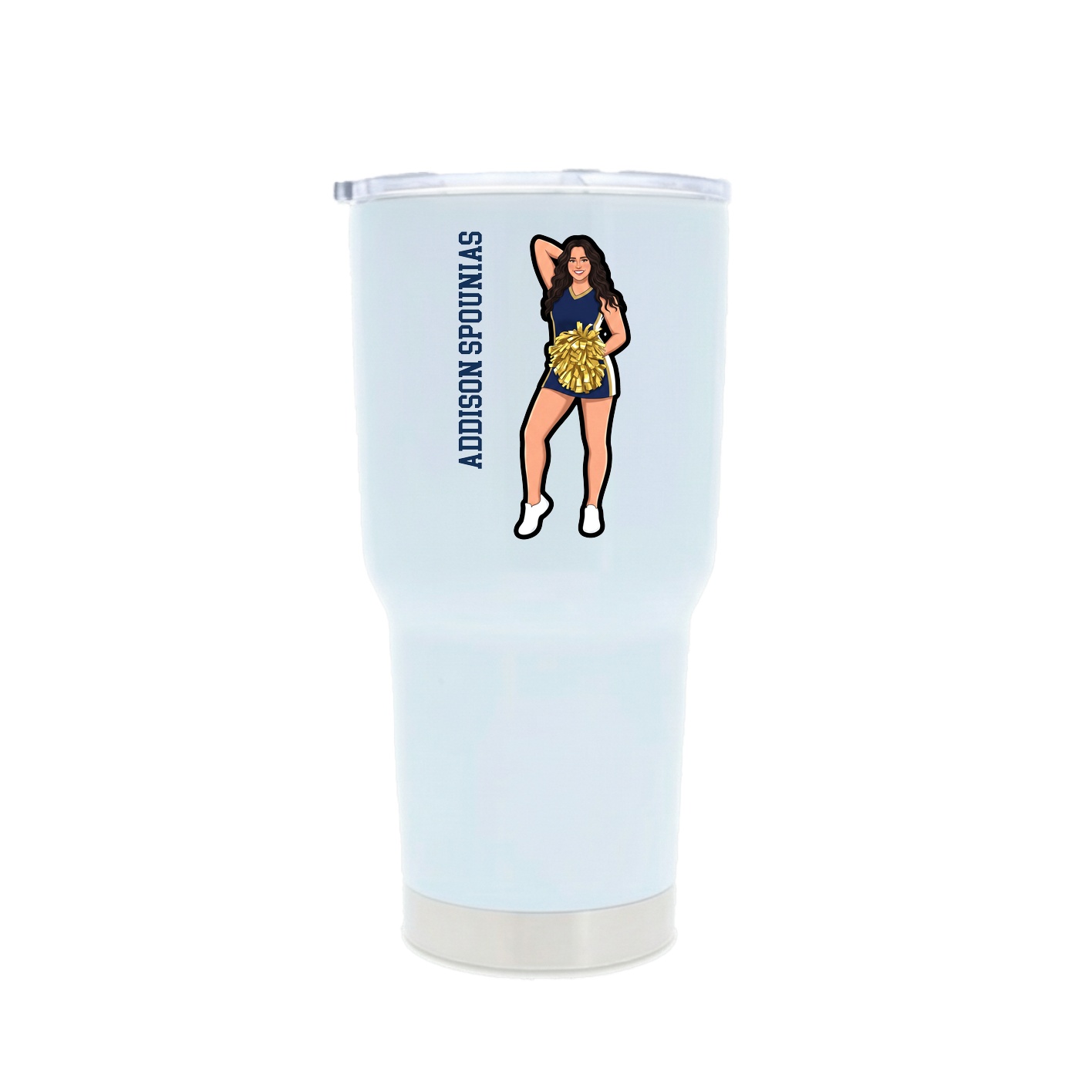 30oz Stainless Steel Tumbler — Name Vertical in White