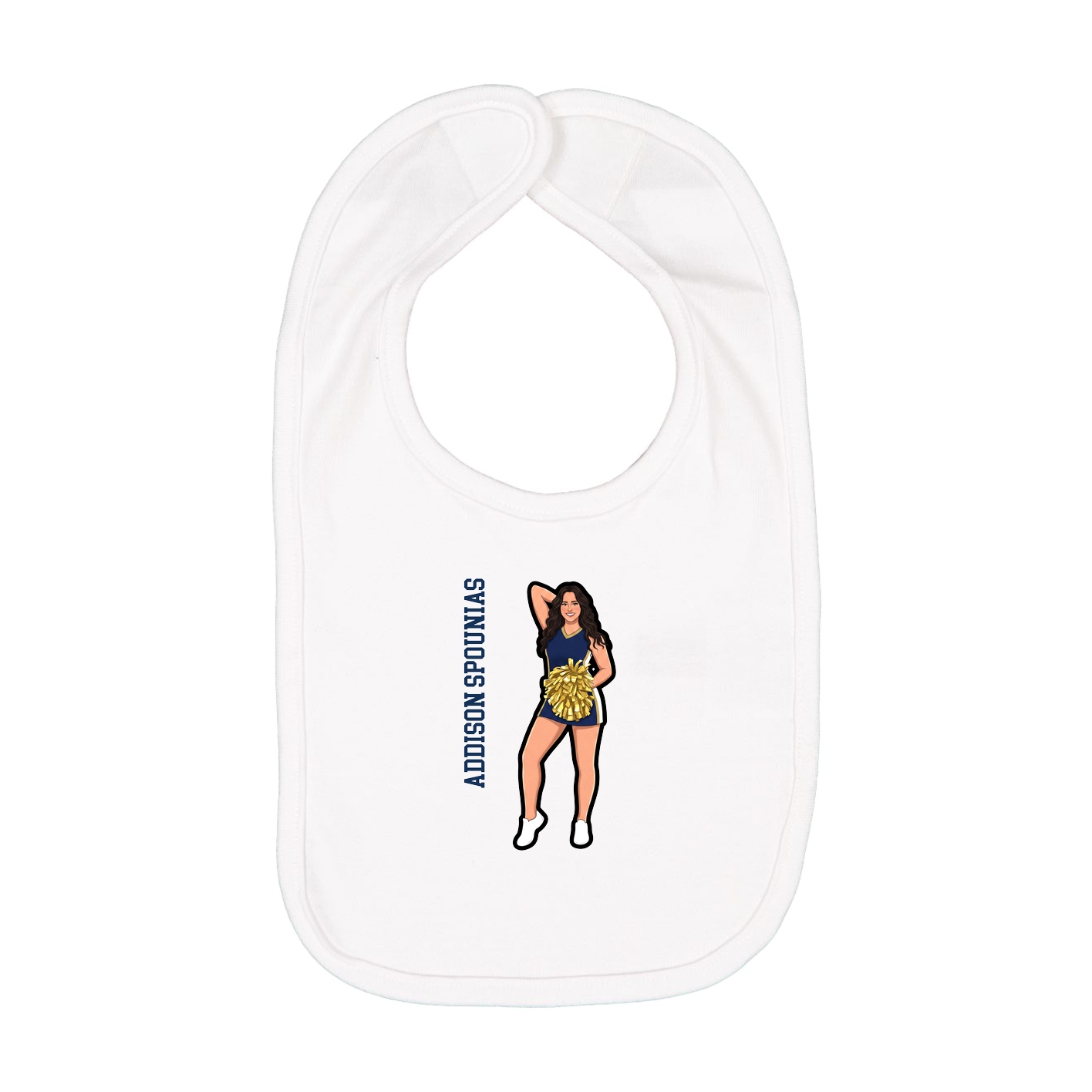 Infant Bib — Name Vertical in White