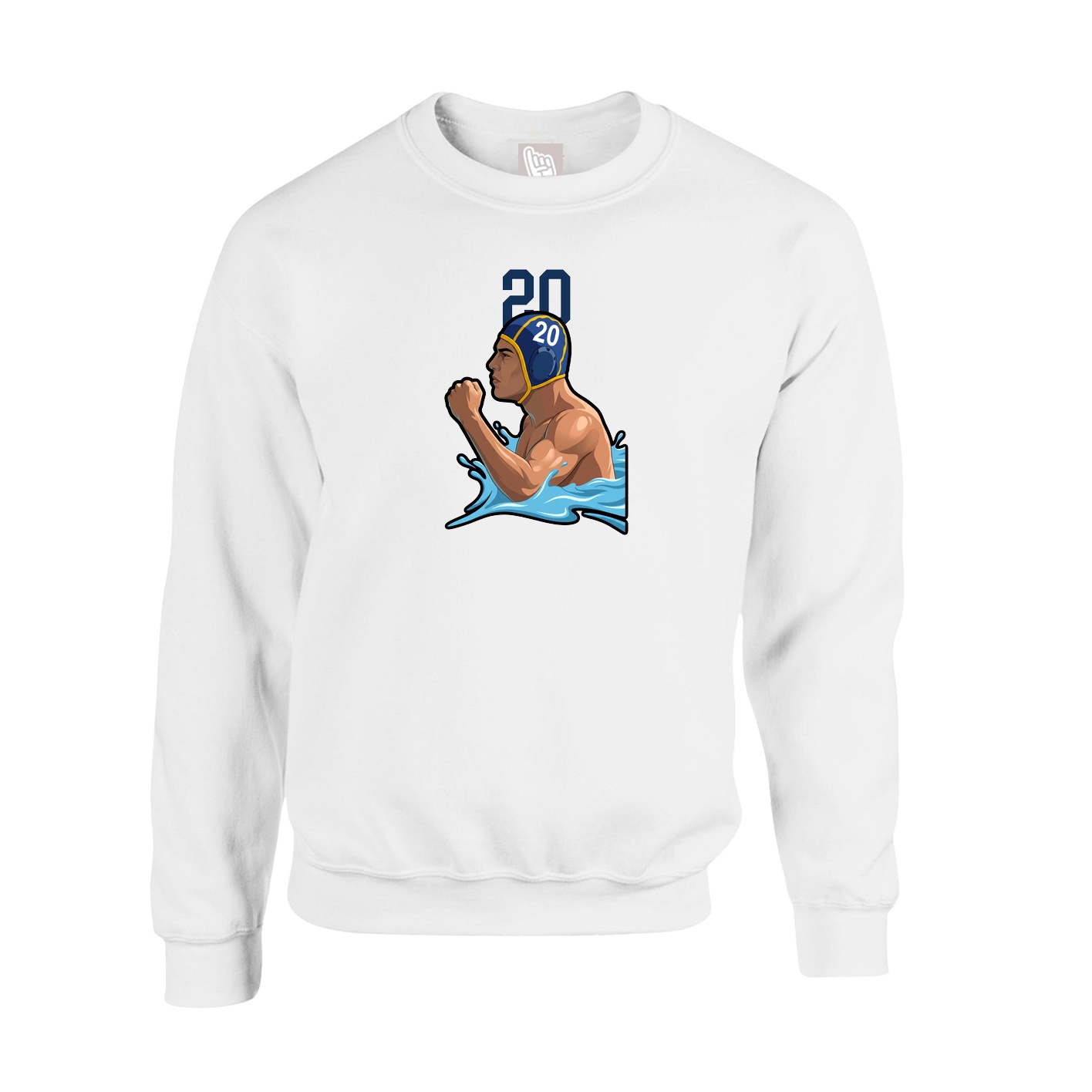 Fleece Crew — Number Top in White