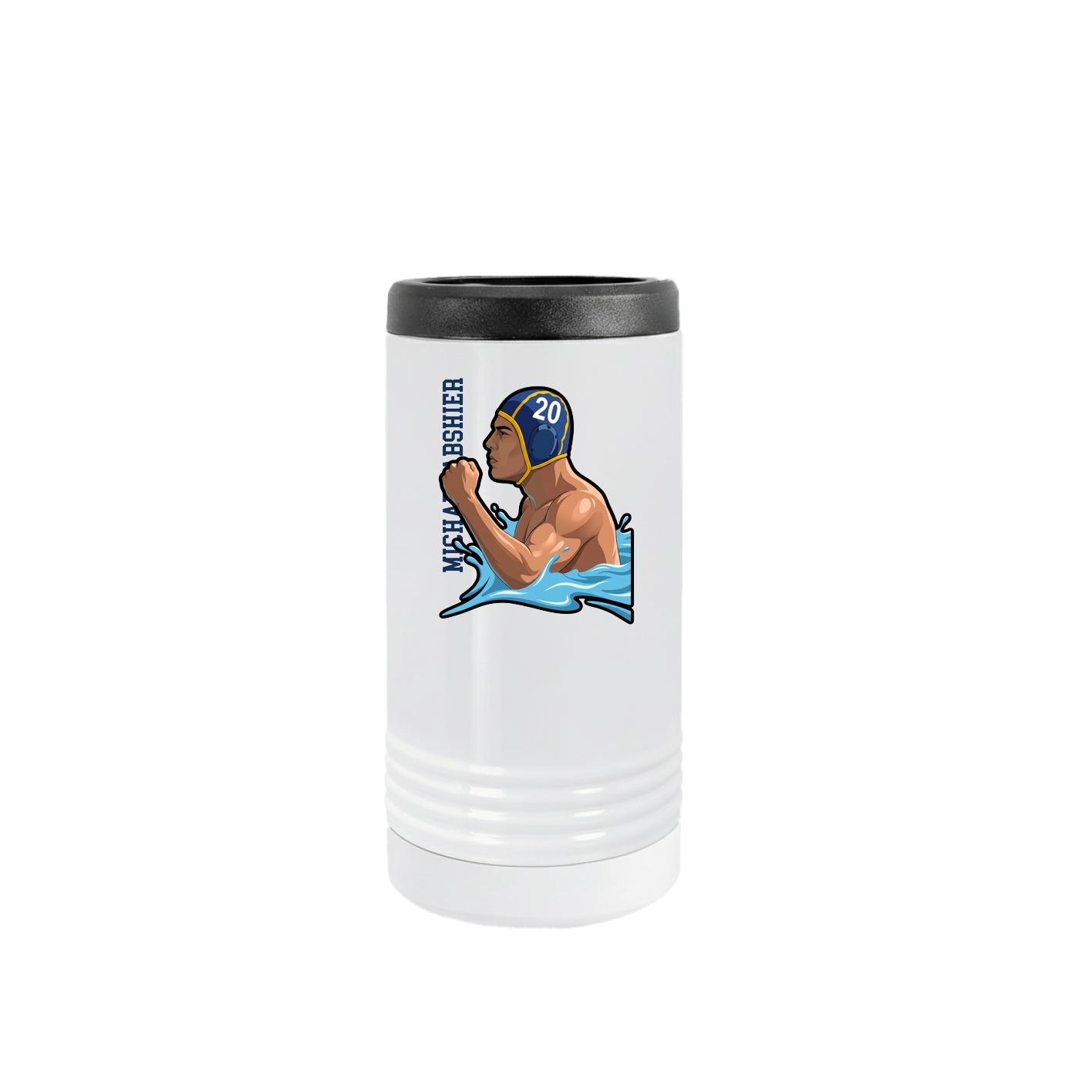 Slim Beverage Holder — Name Vertical in White
