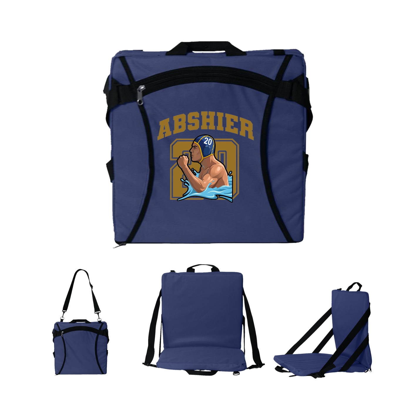 Folding Stadium Seat — Number in Navy