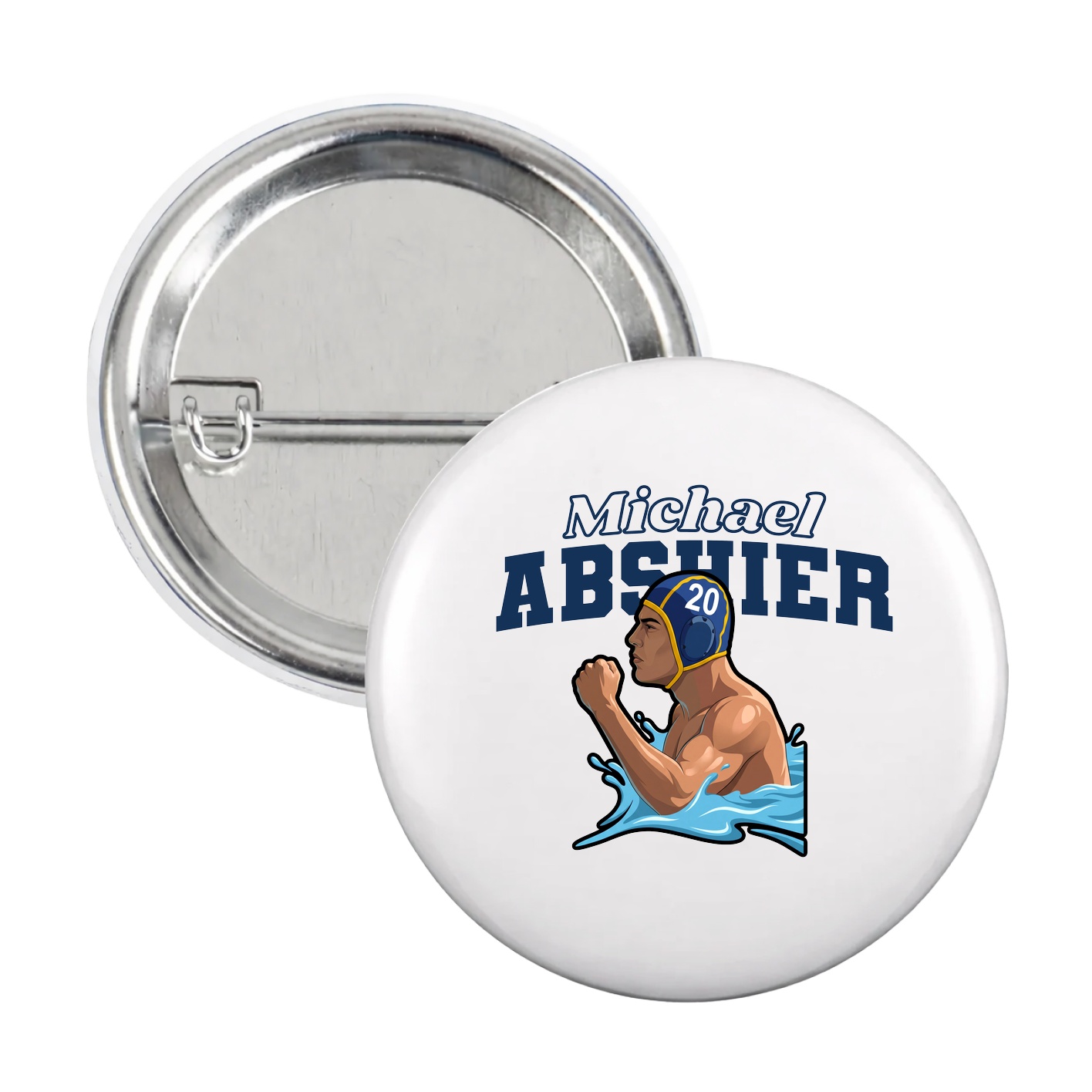 Game Day Button — Name Arch in White