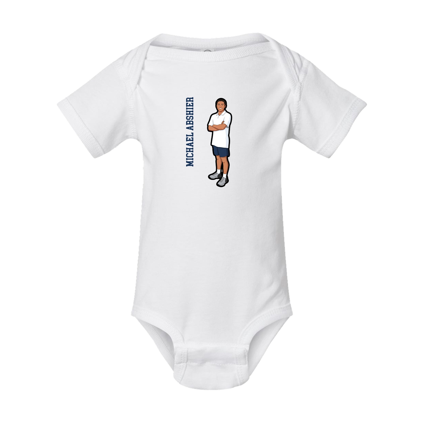 Baby Onesie — Name Vertical in White