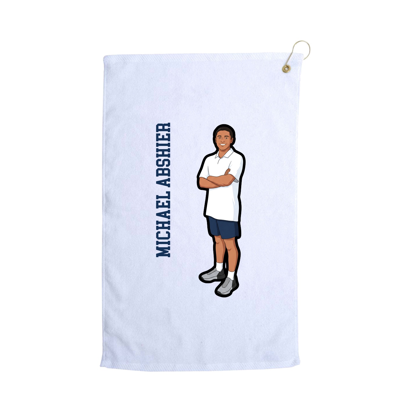 Golf Towel — Name Vertical in White