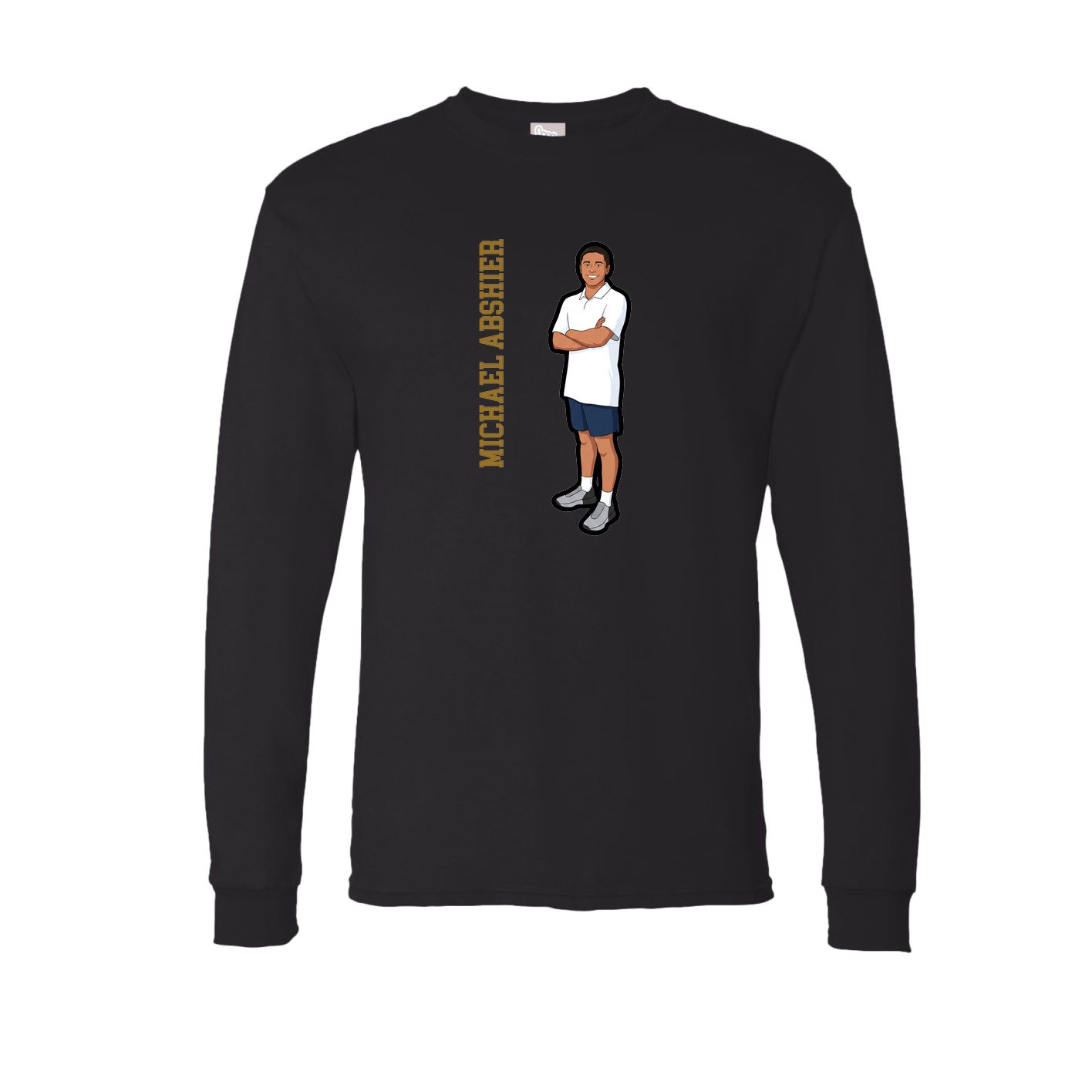 Long Sleeve Tee — Name Vertical in Black