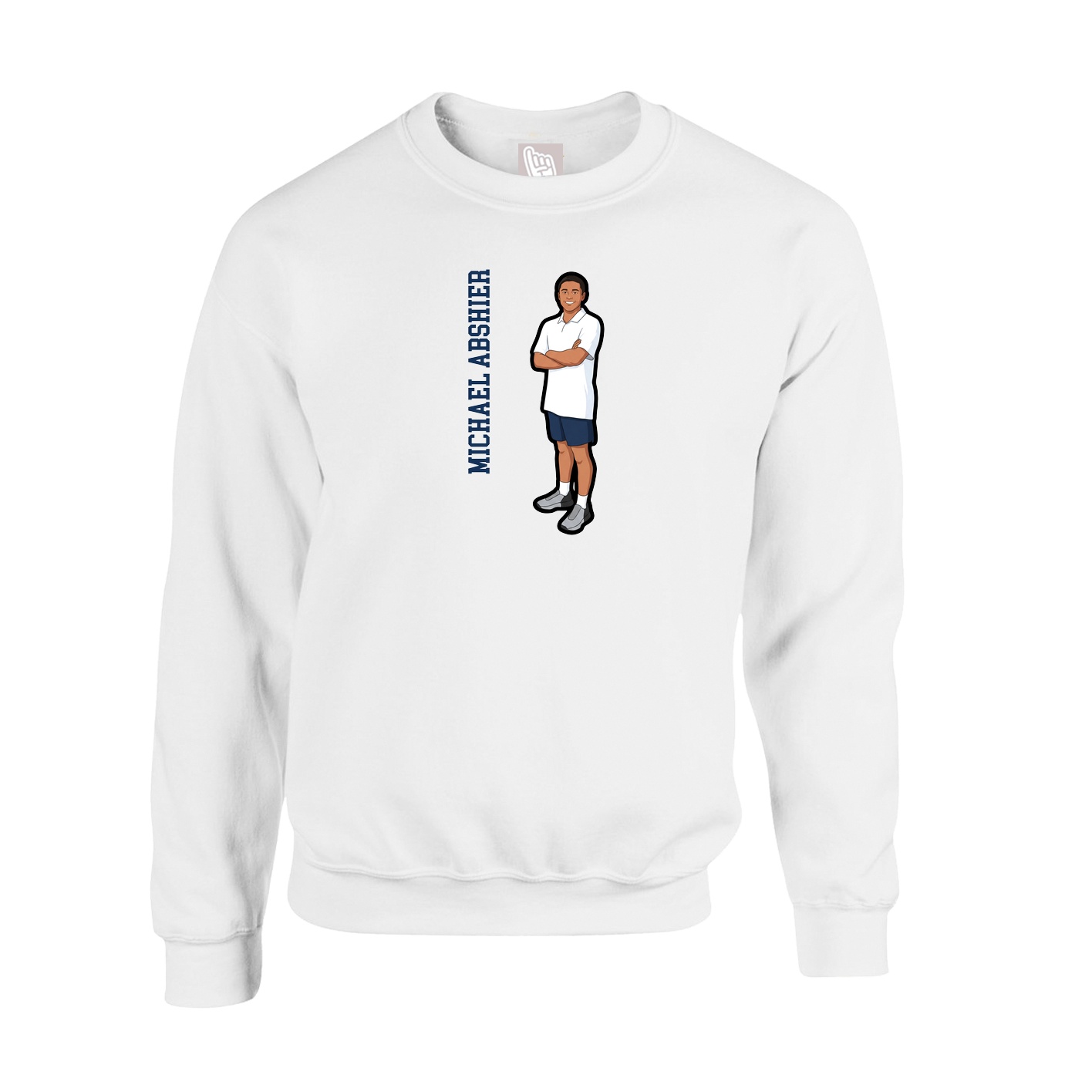 Fleece Crew — Name Vertical in White