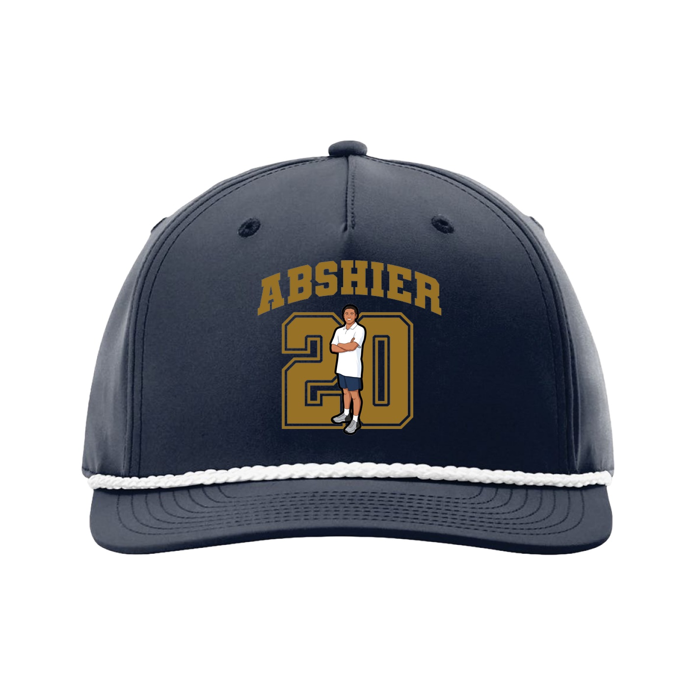 Five-Panel Classic Rope Cap — Number in Navy